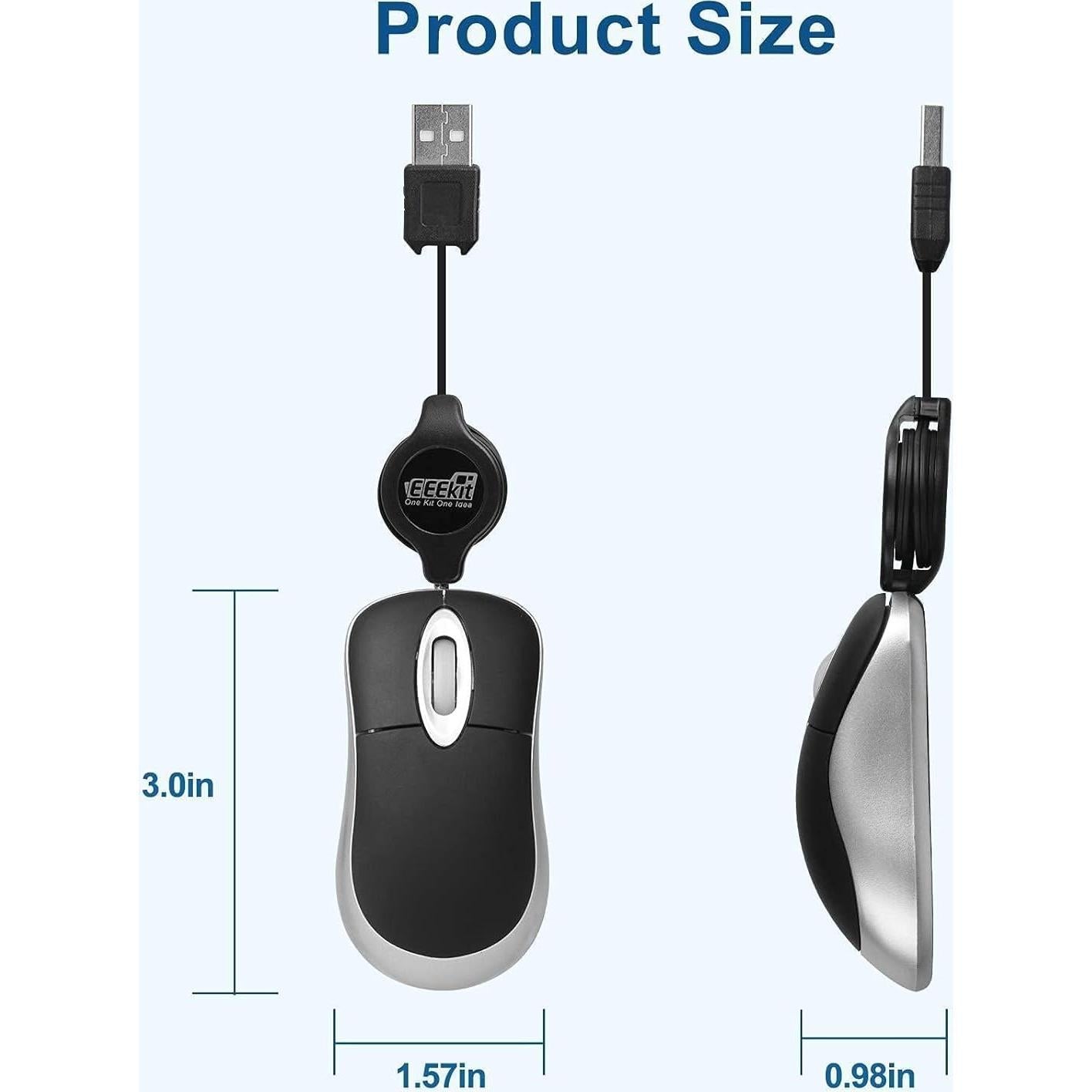 Ratón USB EEEKit Ultra Compacto Negro 3 Botones 7.62x3.99 cm