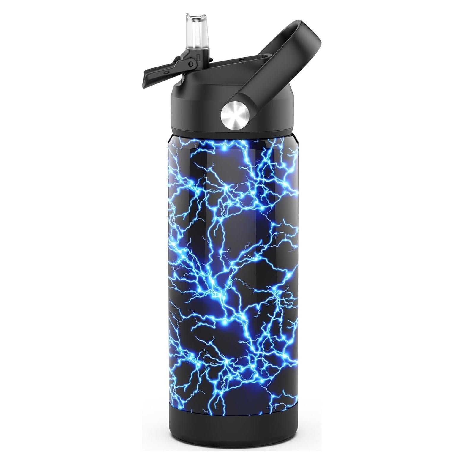 Botella de Agua Infantil Ntswasd 550ml Acero Inoxidable Rayo