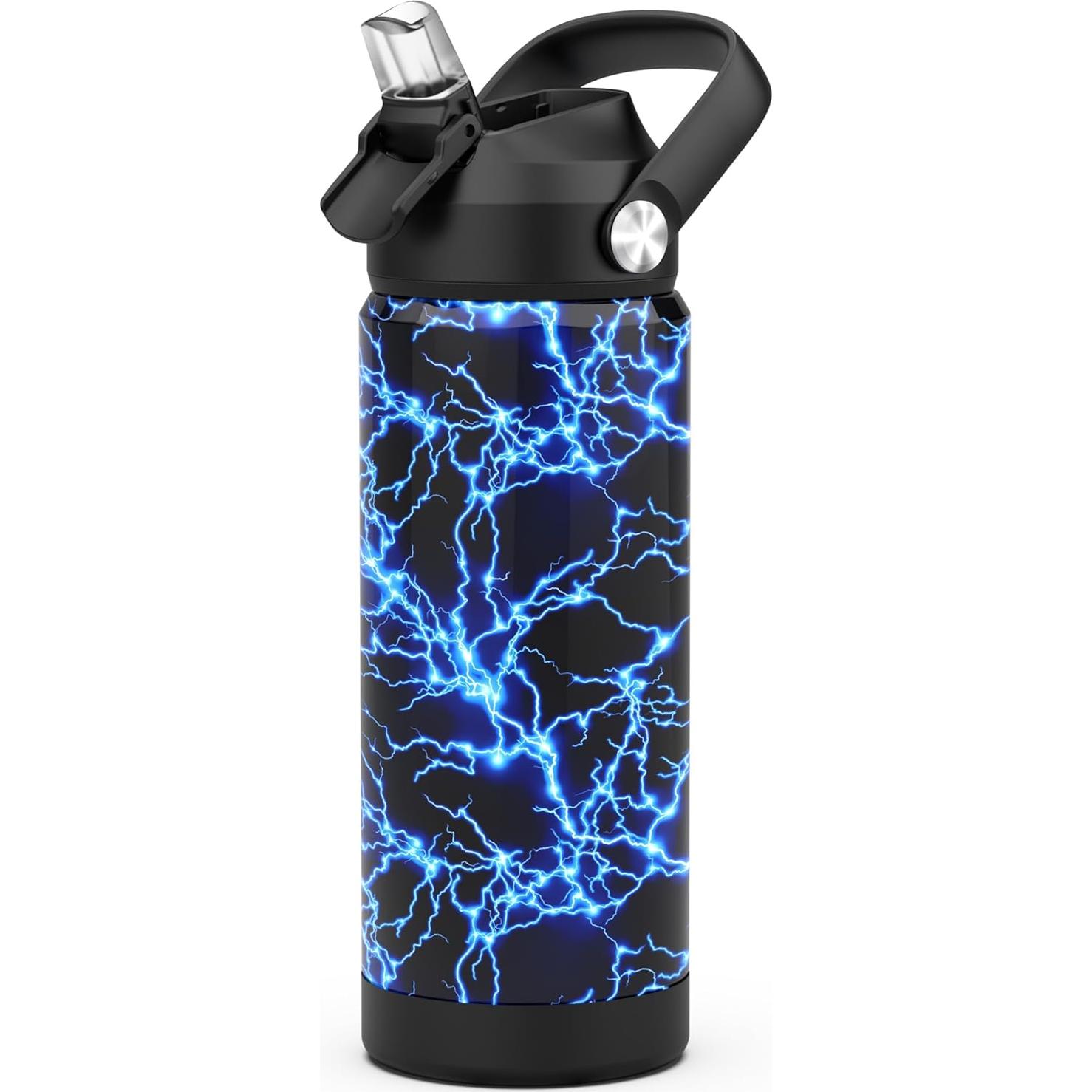 Botella de Agua Infantil Ntswasd 550ml Acero Inoxidable Rayo