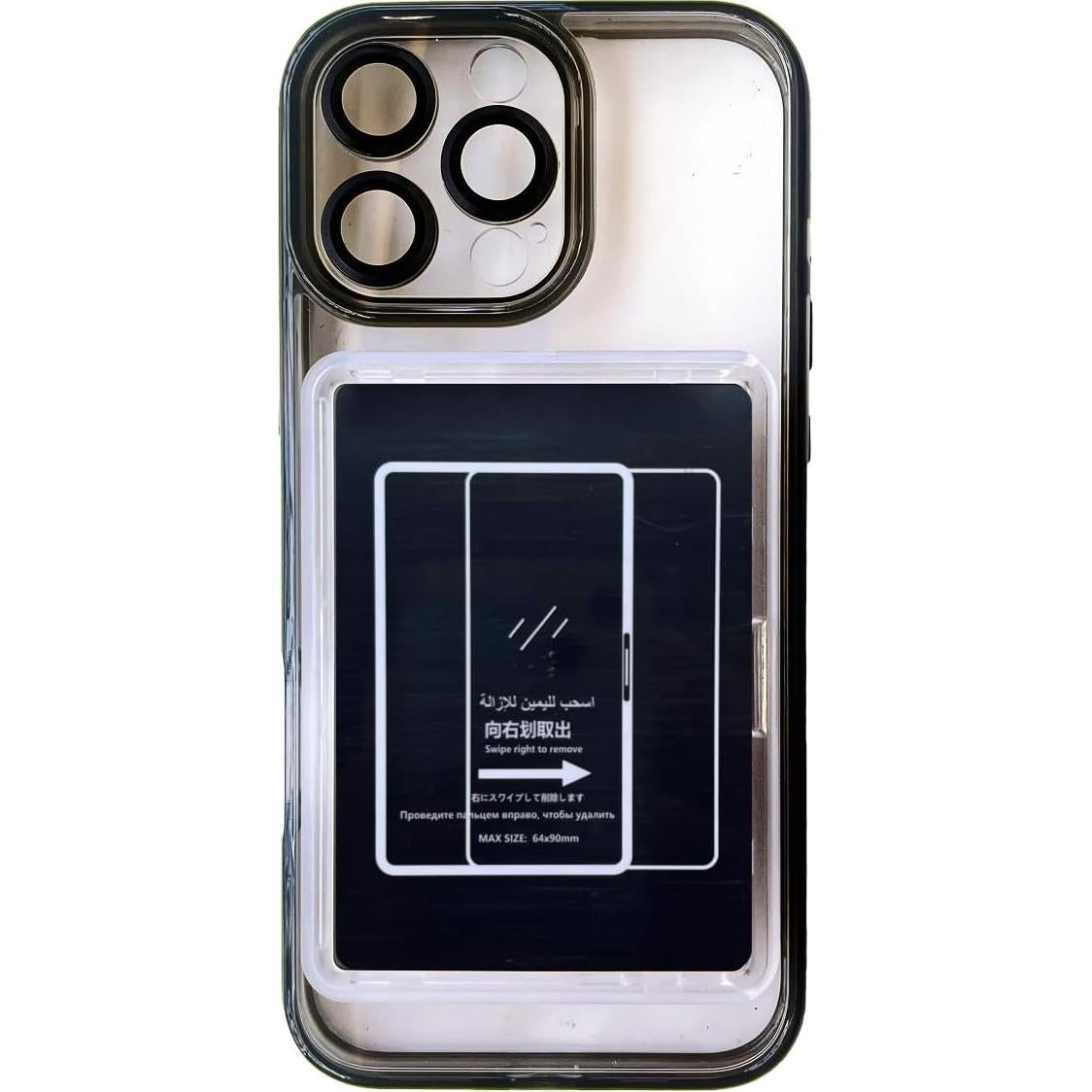 Funda para iPhone 13 iKer con exhibición de tarjetas - Negro