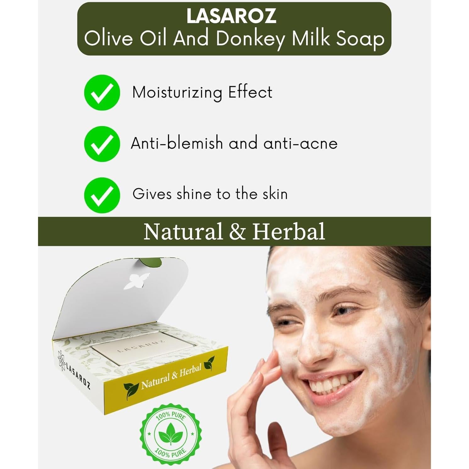 Jabón Orgánico Hidratante Lasaroz 109g - Limpiador Piel y Cabello