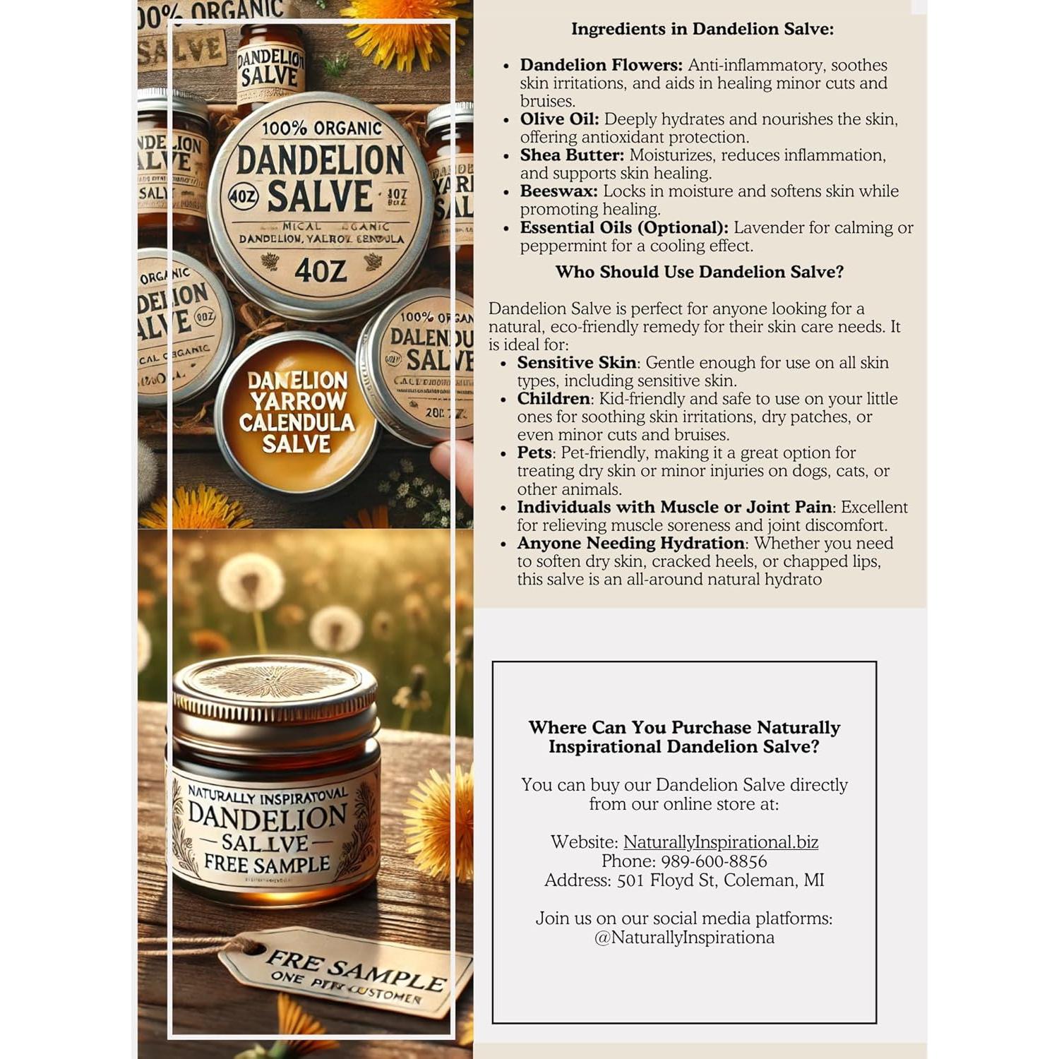 Ungüento de Diente de León Inspiración Natural 56.7g Multiusos