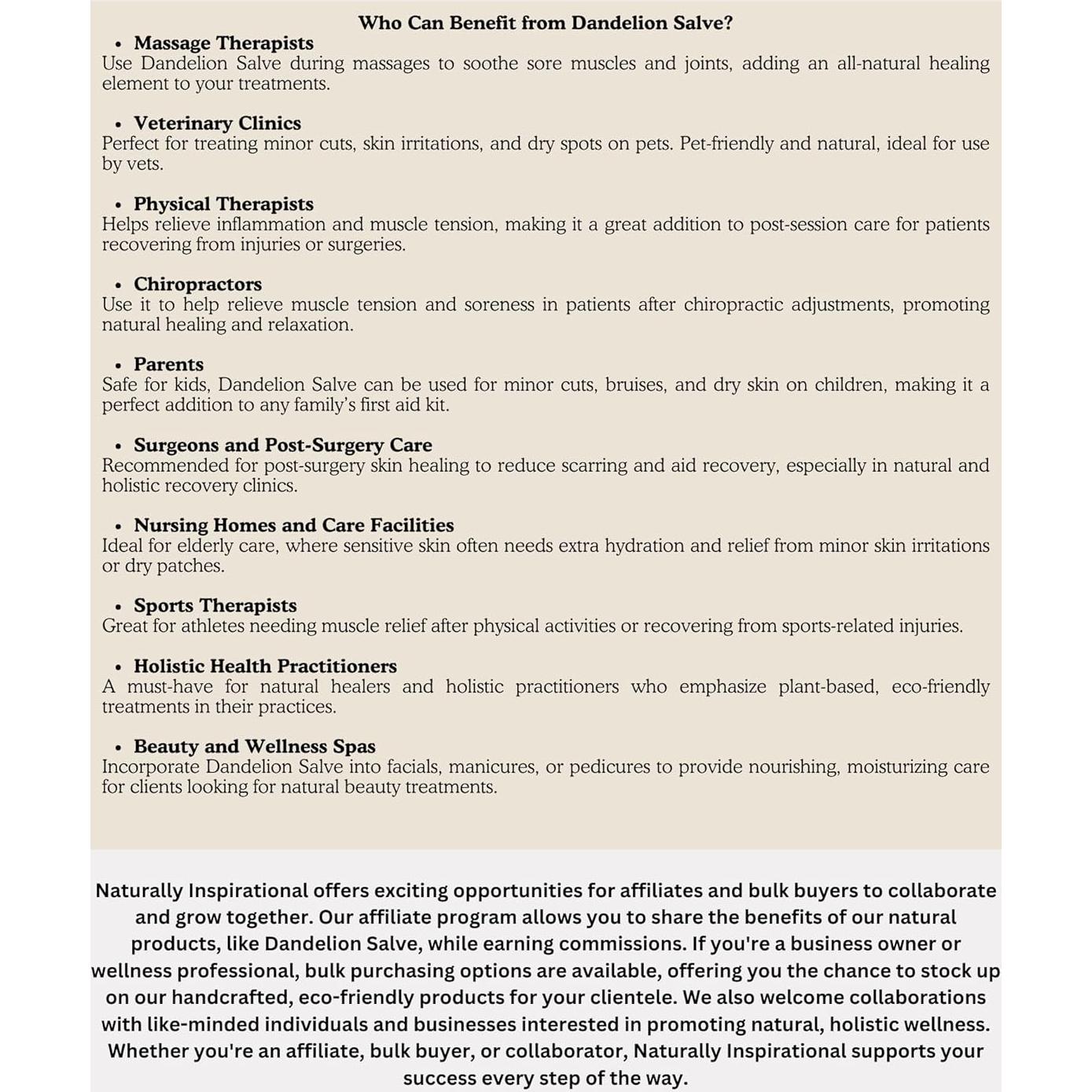 Ungüento de Diente de León Inspiración Natural 56.7g Multiusos