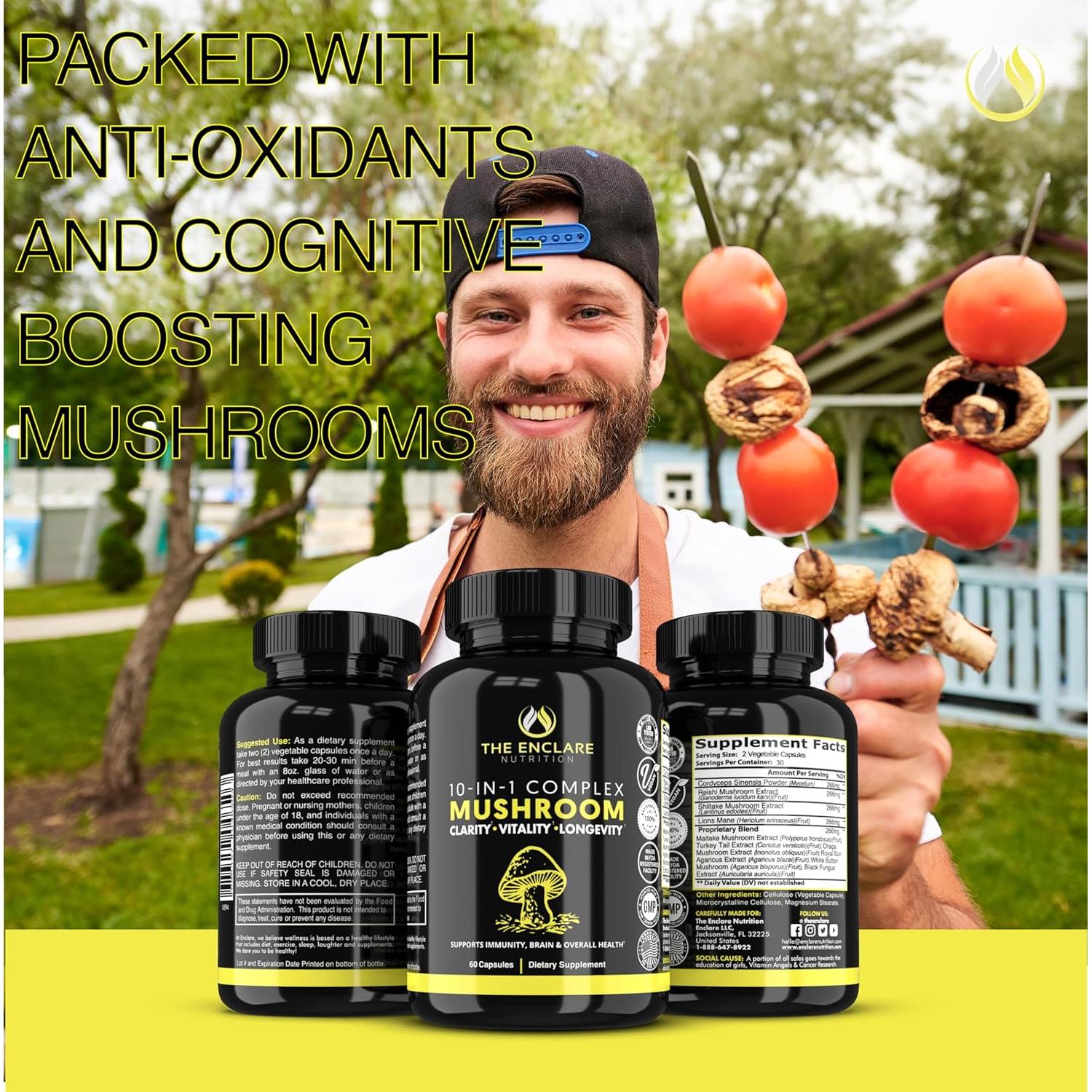 Suplemento de Hongos Enclare 10 en 1 Inmunológico 81g