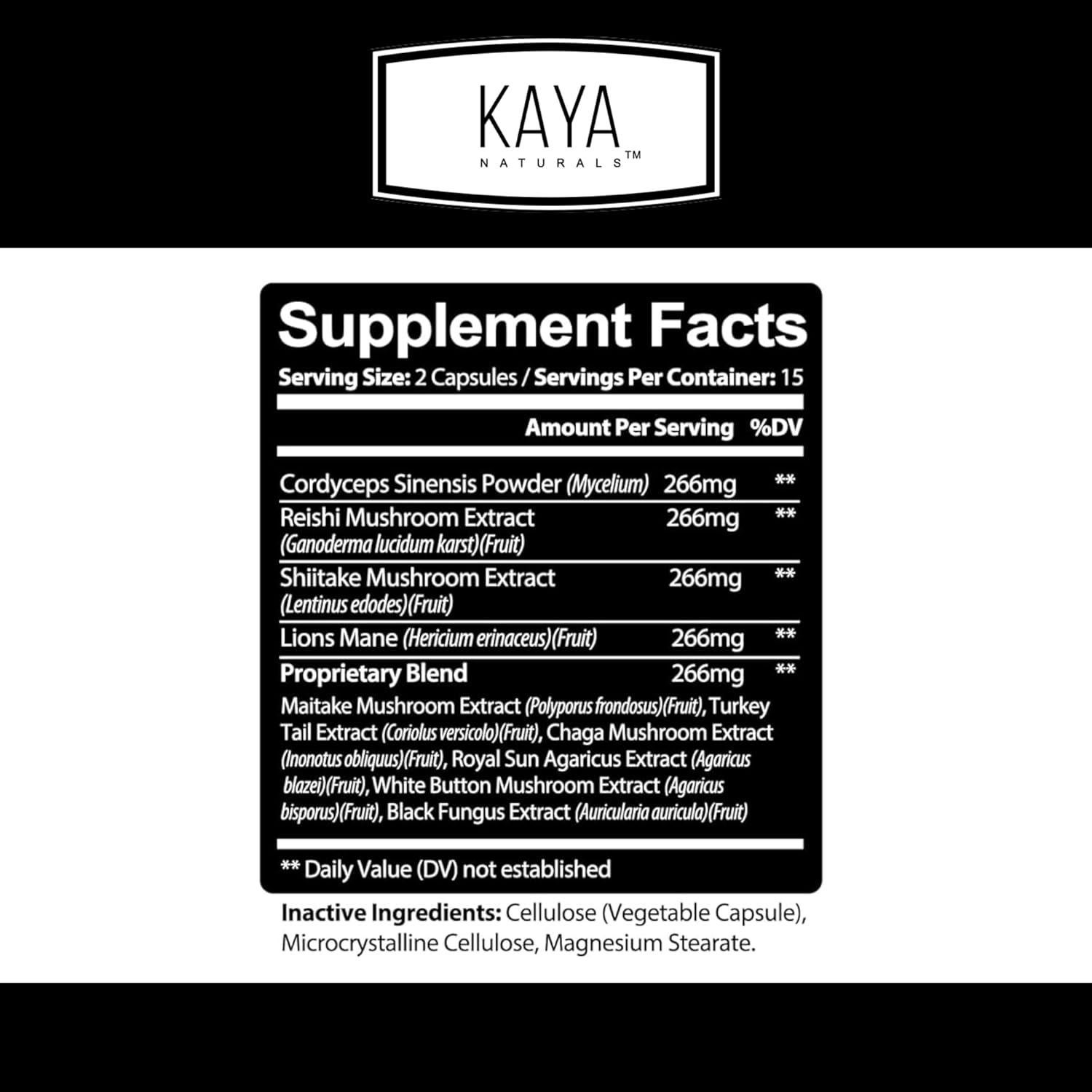 Kaya Naturals Complejo de Hongos Premium 1995mg - 30 Cápsulas