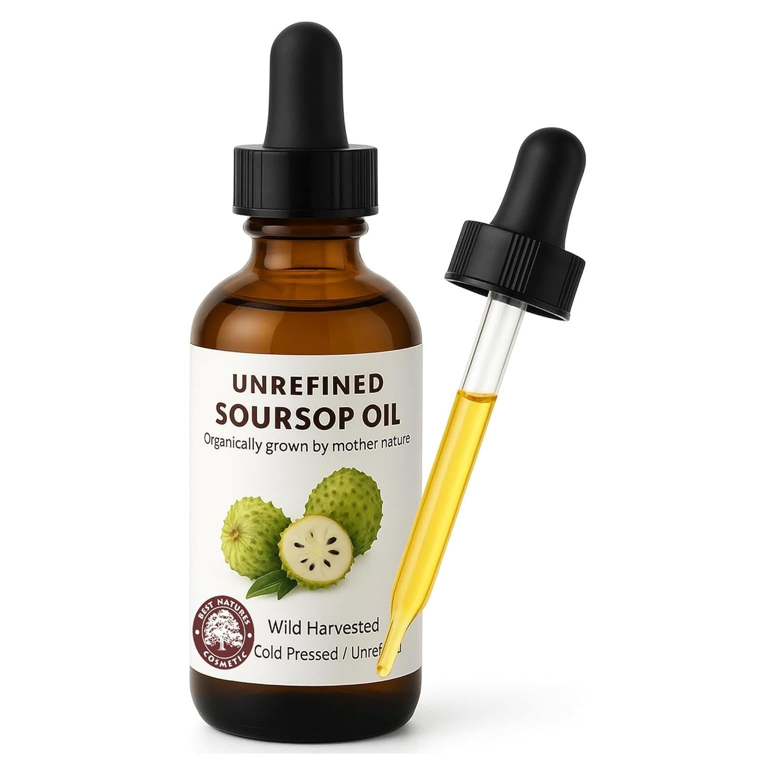 Virgin Soursop Oil (Anona Muricata, Graviola, Guanabana) – 100% Pure, Organic, Cold-Pressed, Unrefined – 1oz - 30ml – Natural Facial Oil & Moisturizer for Dry, Damaged, or Sensitive Skin.