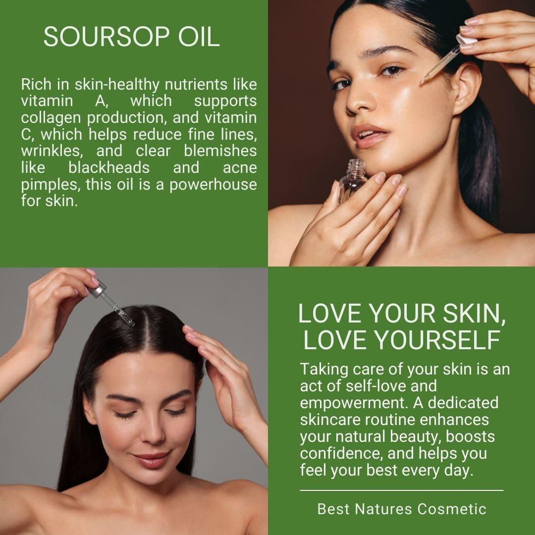 Virgin Soursop Oil (Anona Muricata, Graviola, Guanabana) – 100% Pure, Organic, Cold-Pressed, Unrefined – 1oz - 30ml – Natural Facial Oil & Moisturizer for Dry, Damaged, or Sensitive Skin.