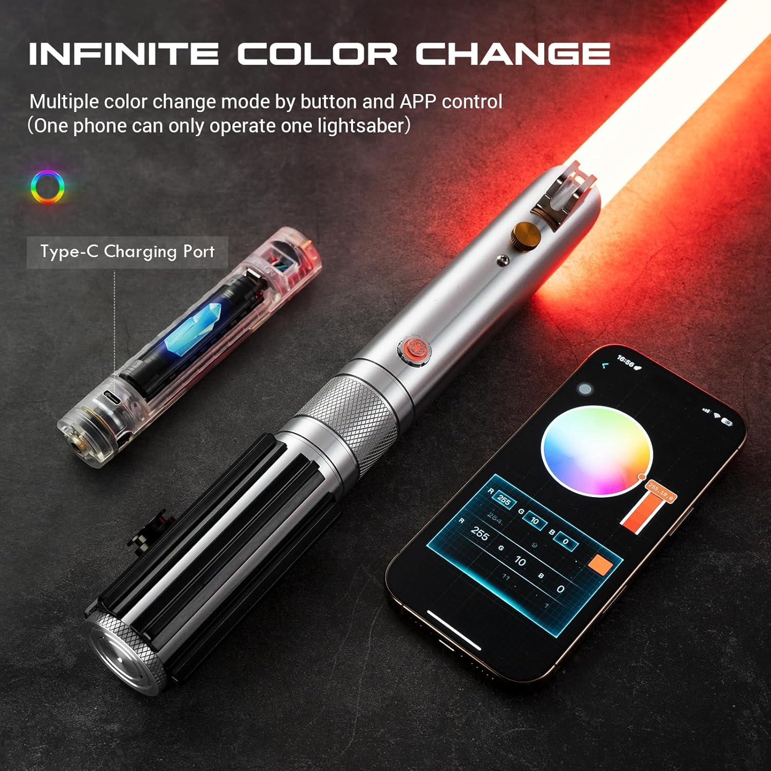 Sable de Luz DAMIENSABER RGB V3 91.44 cm Mango Metal Recargable