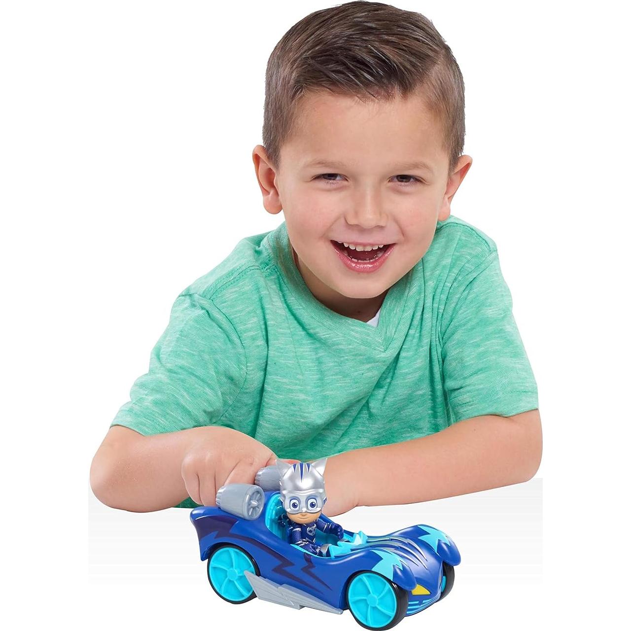 Vehículo Turbo Blast Cat-Car PJ Masks con figura Catboy 7.62 cm