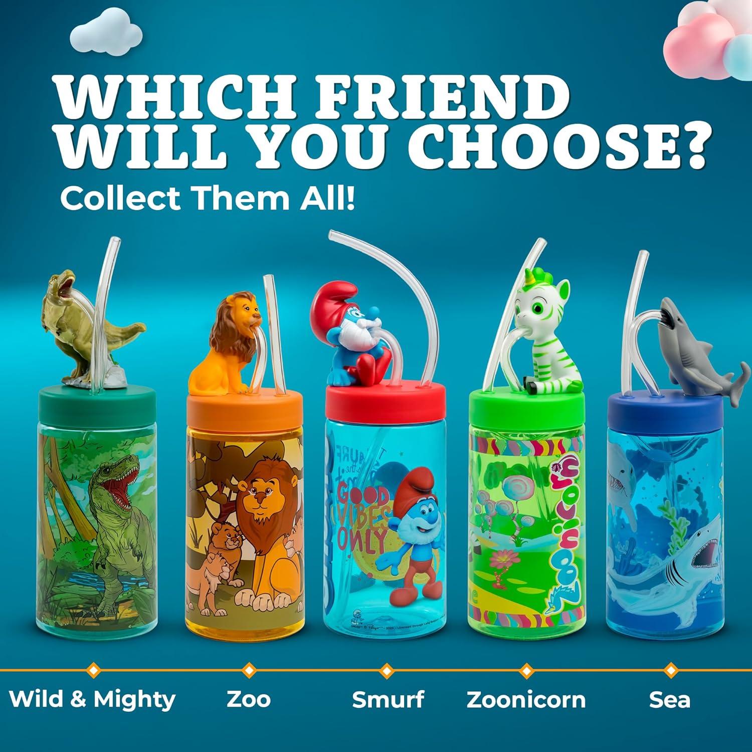 Taza de Viaje Pitufo Cerebrito 12 oz con Tapa y Pajilla