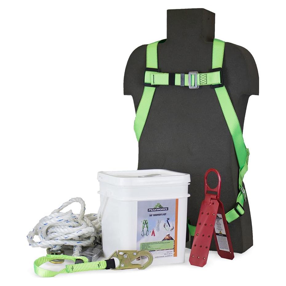 Kit de Seguridad PeakWorks para Techadores con Arnés y Línea 15,24 m