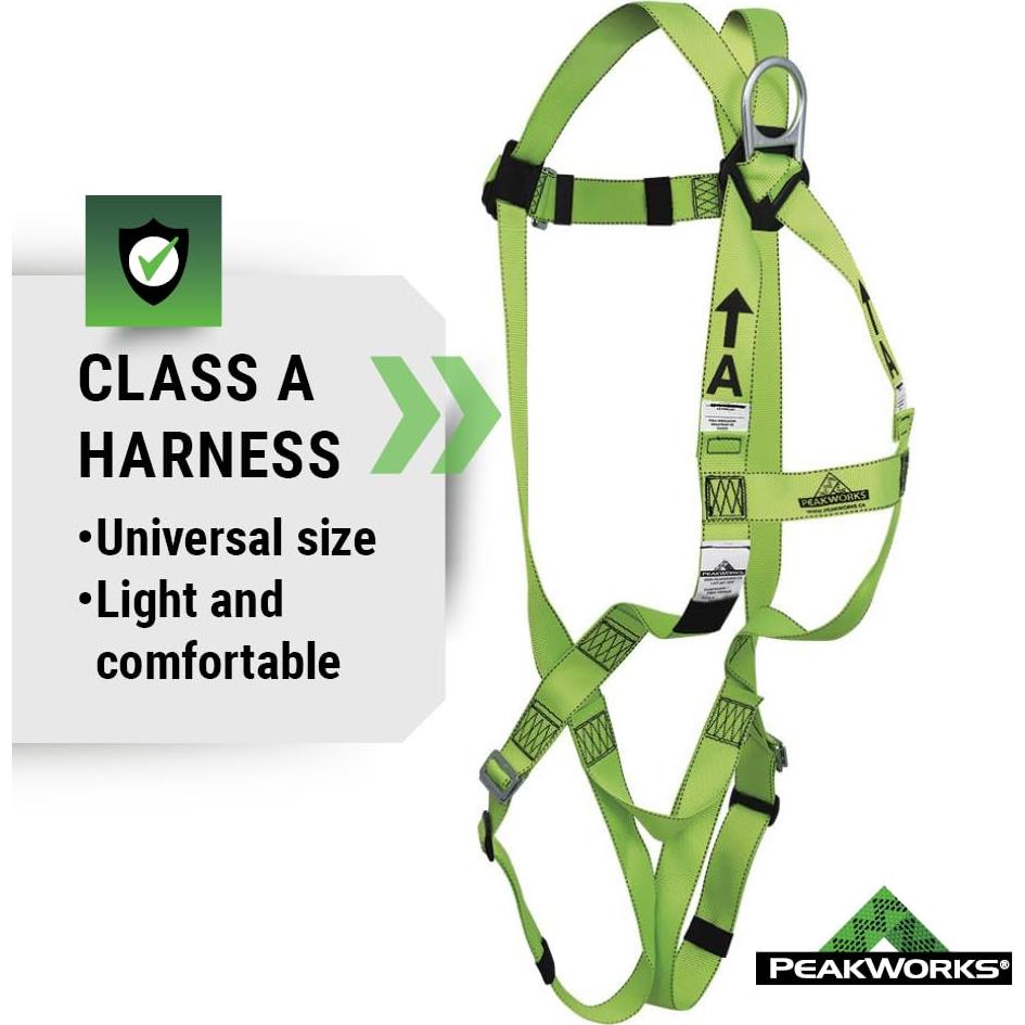 Kit de Seguridad PeakWorks para Techadores con Arnés y Línea 15,24 m