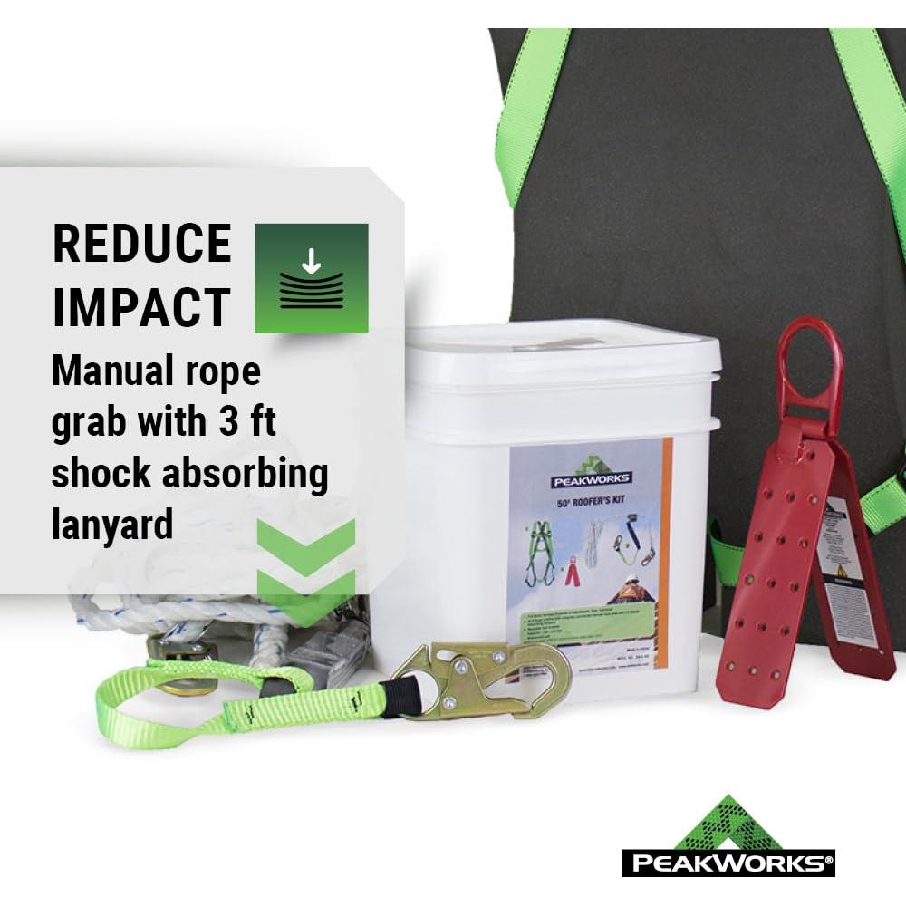 Kit de Seguridad PeakWorks para Techadores con Arnés y Línea 15,24 m