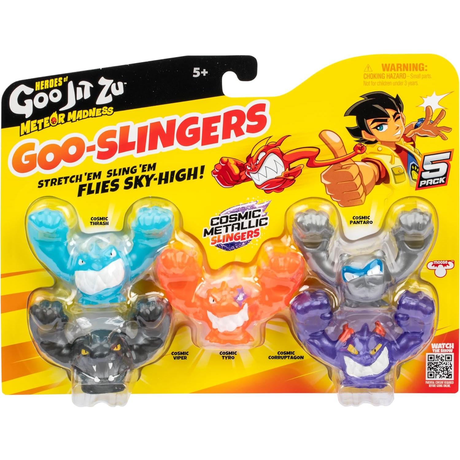 Heroes de Goo Jit Zu Paquete de 5 Goo-Slingers Cósmicos Metálicos