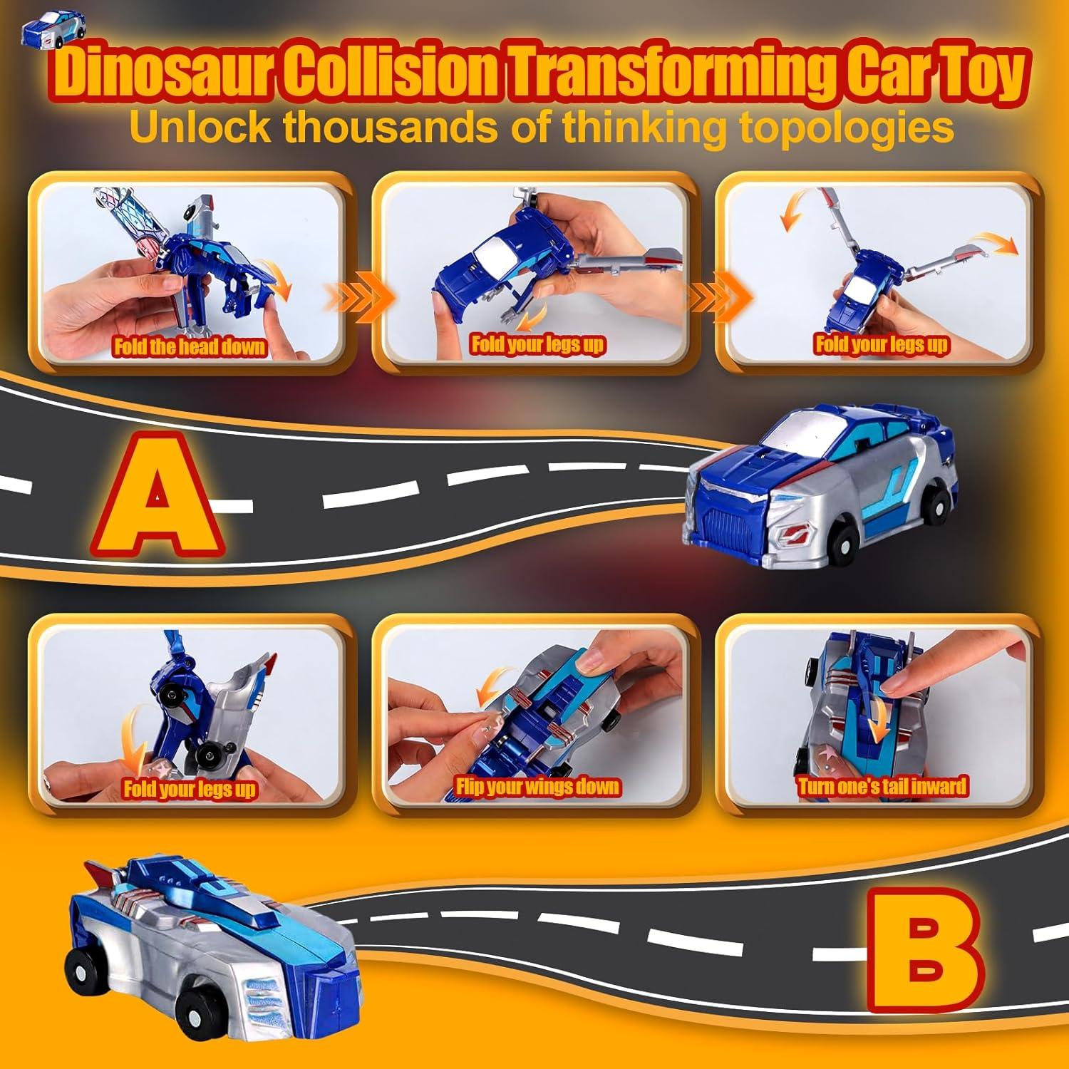 Coche Transformador Dinosaurio Azul GENÉRICO 11.9x5.1x14 cm