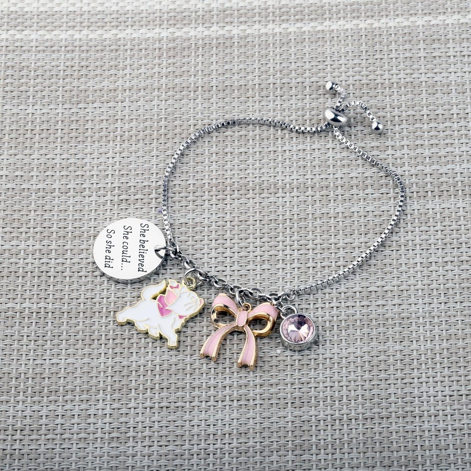 Pulsera de gato rosa PLITI en acero inoxidable para amantes