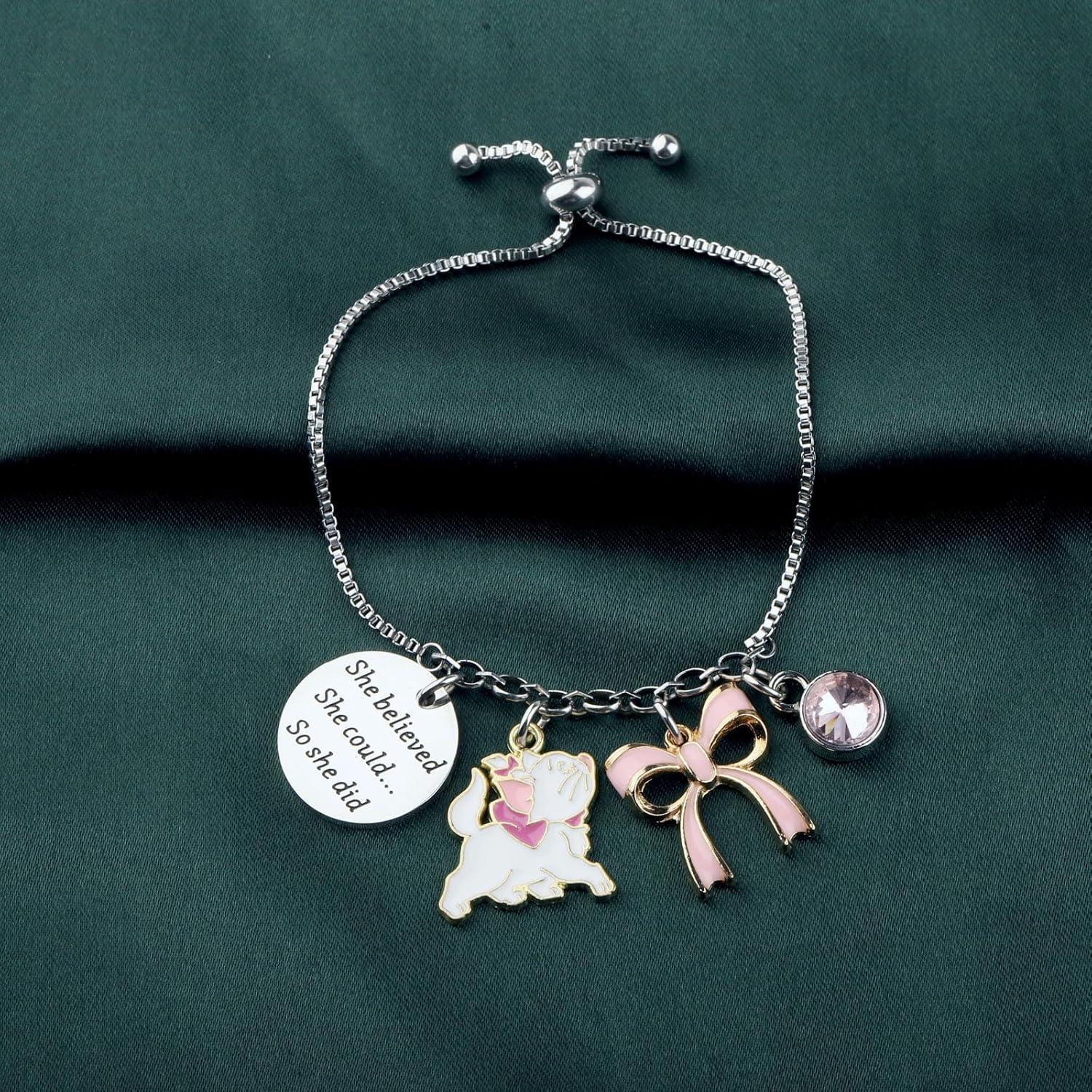 Pulsera de gato rosa PLITI en acero inoxidable para amantes