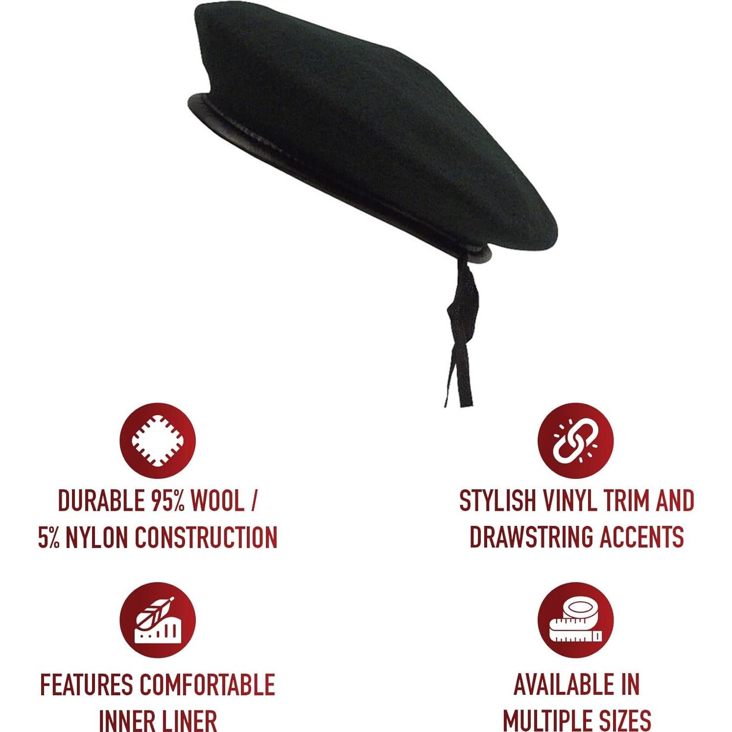 Boina de Lana Rothco para Hombre - Modelo Montgomery - Negro