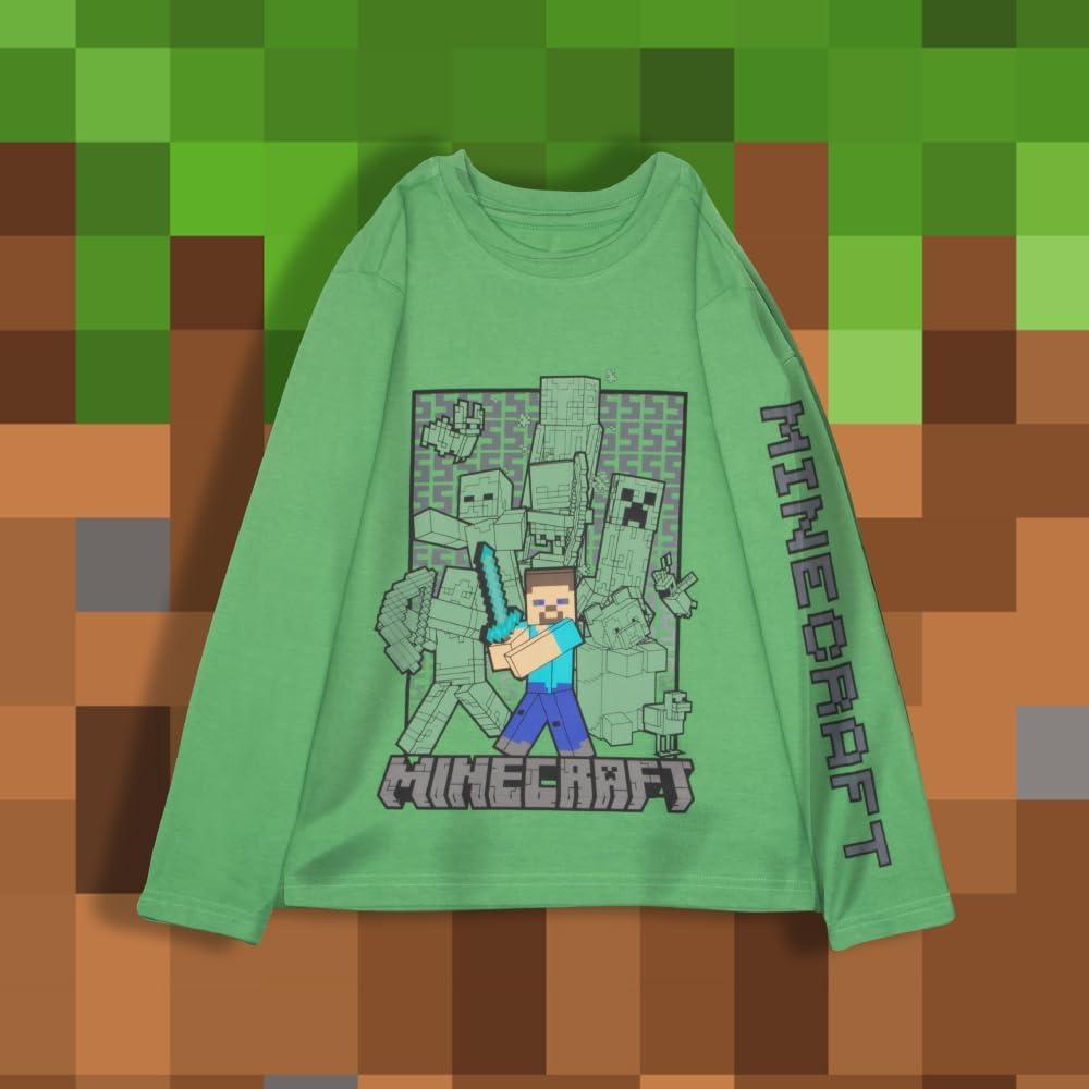 Camisetas de Minecraft para Niños 3-Pack - Manga Larga Algodón
