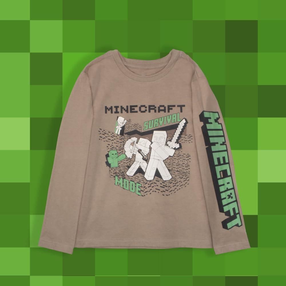 Camisetas de Minecraft para Niños 3-Pack - Manga Larga Algodón