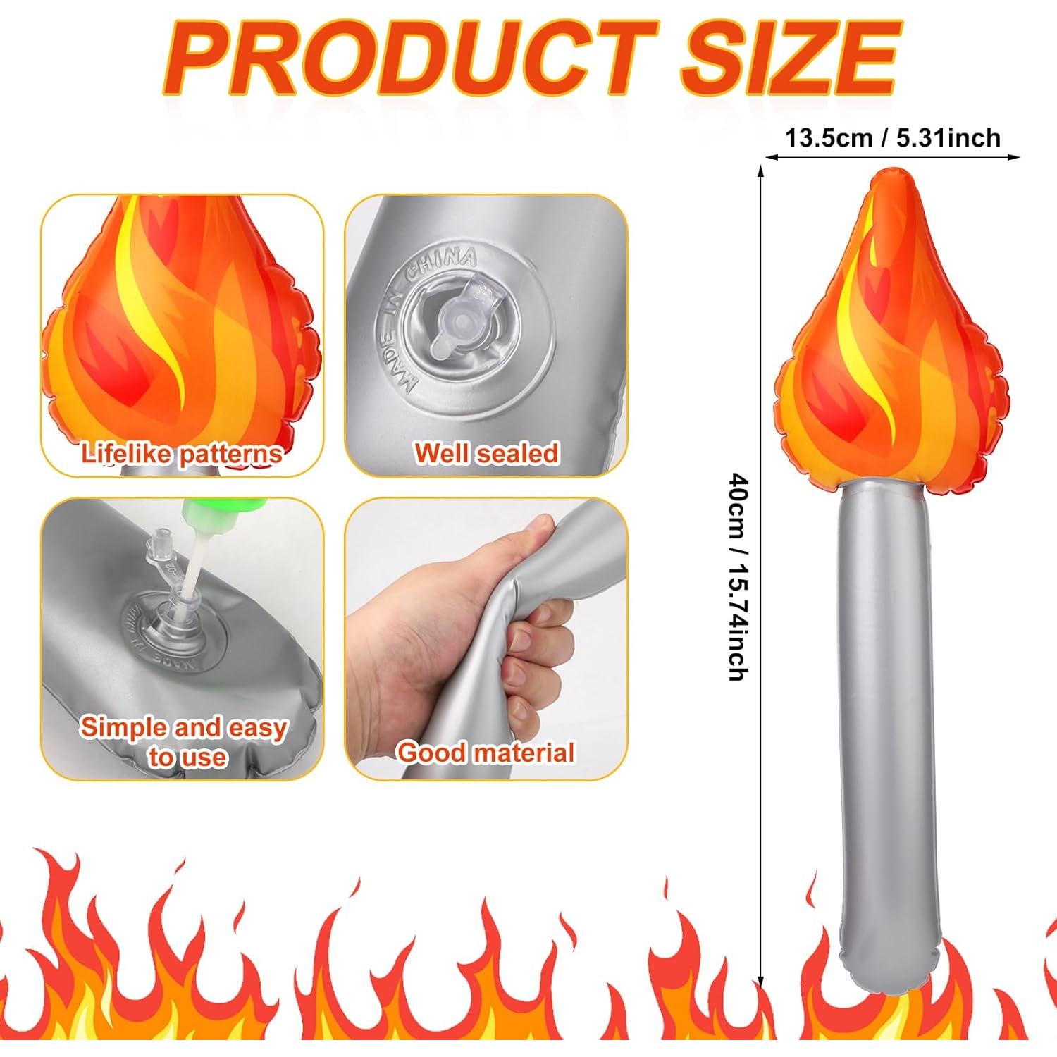 6 Antorchas Inflables PVC 40x13.5cm Decoración Fiesta Halloween