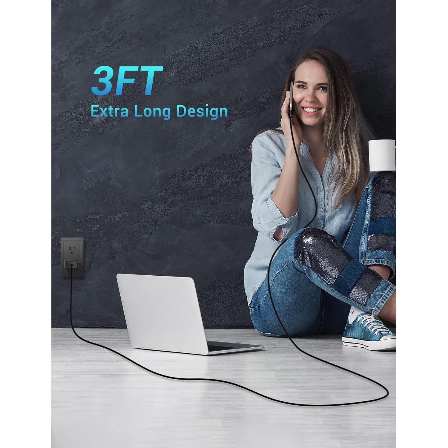 Cable USB-C a Lightning Quntis 3FT Carga Rápida 3Pack Negro