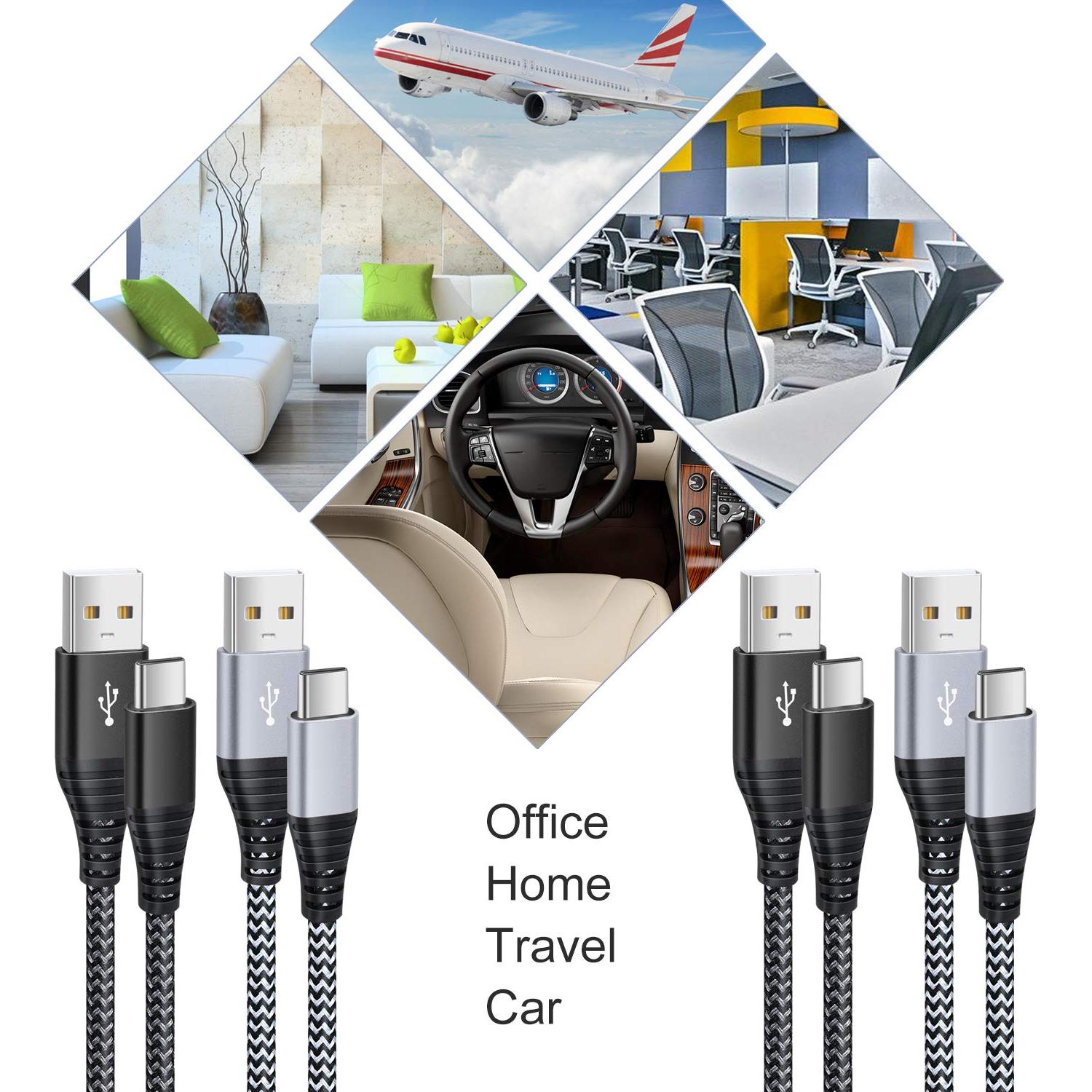 Paquete de 4 Cables USB Tipo C 3.05m Besgoods Carga Rápida