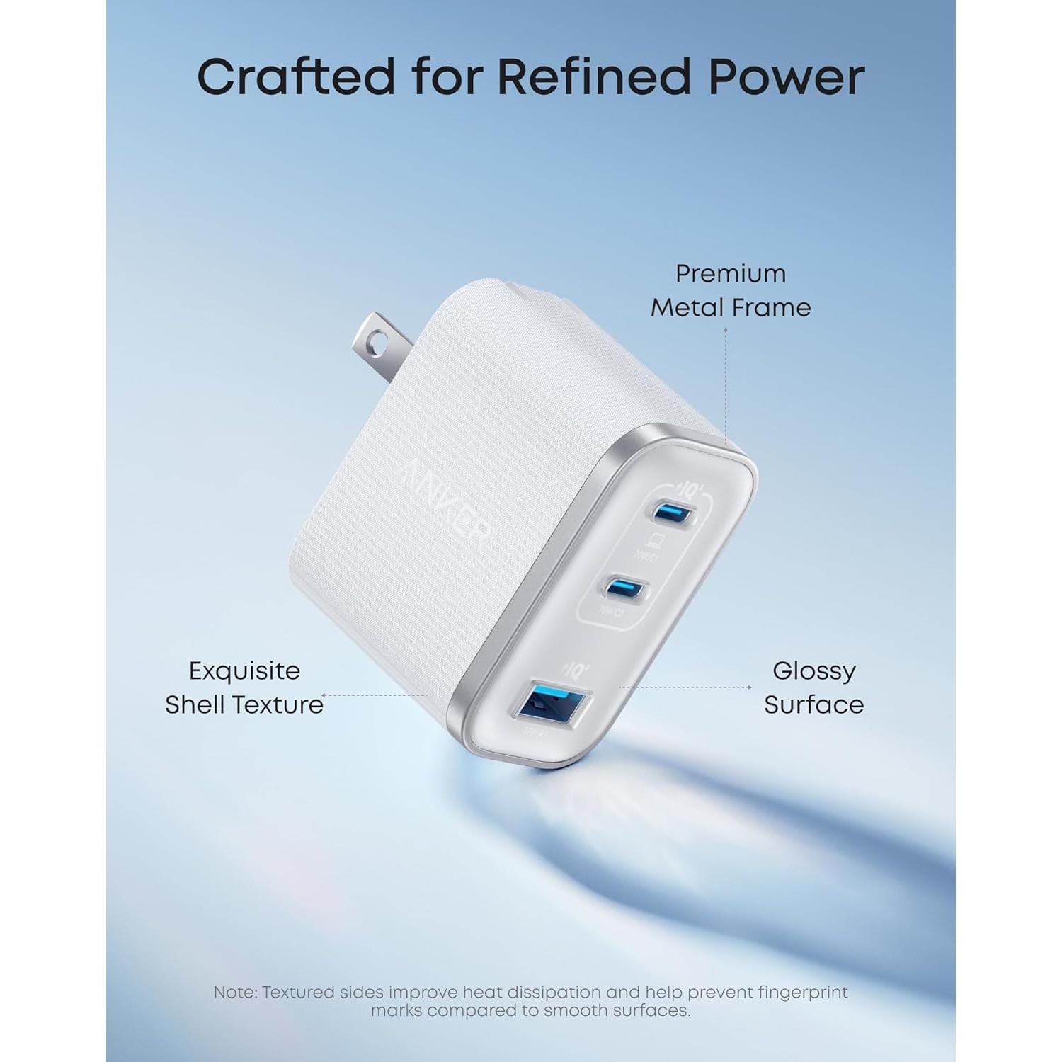 Cargador Anker Nano 70W USB-C 3 Puertos Compacto Negro