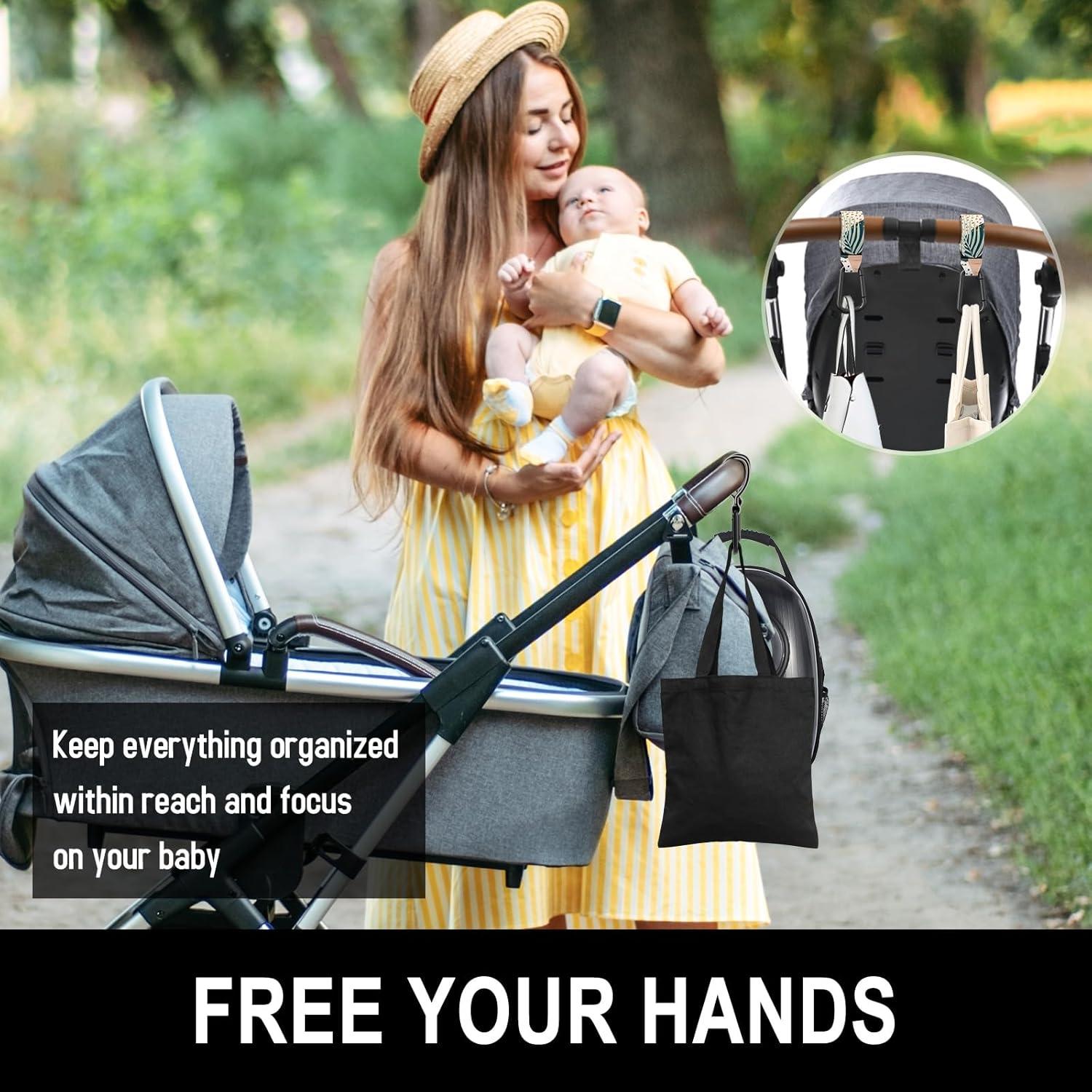 Ganchos para Cochecitos Gukeniu - 2 Piezas, Hoja Abstracta