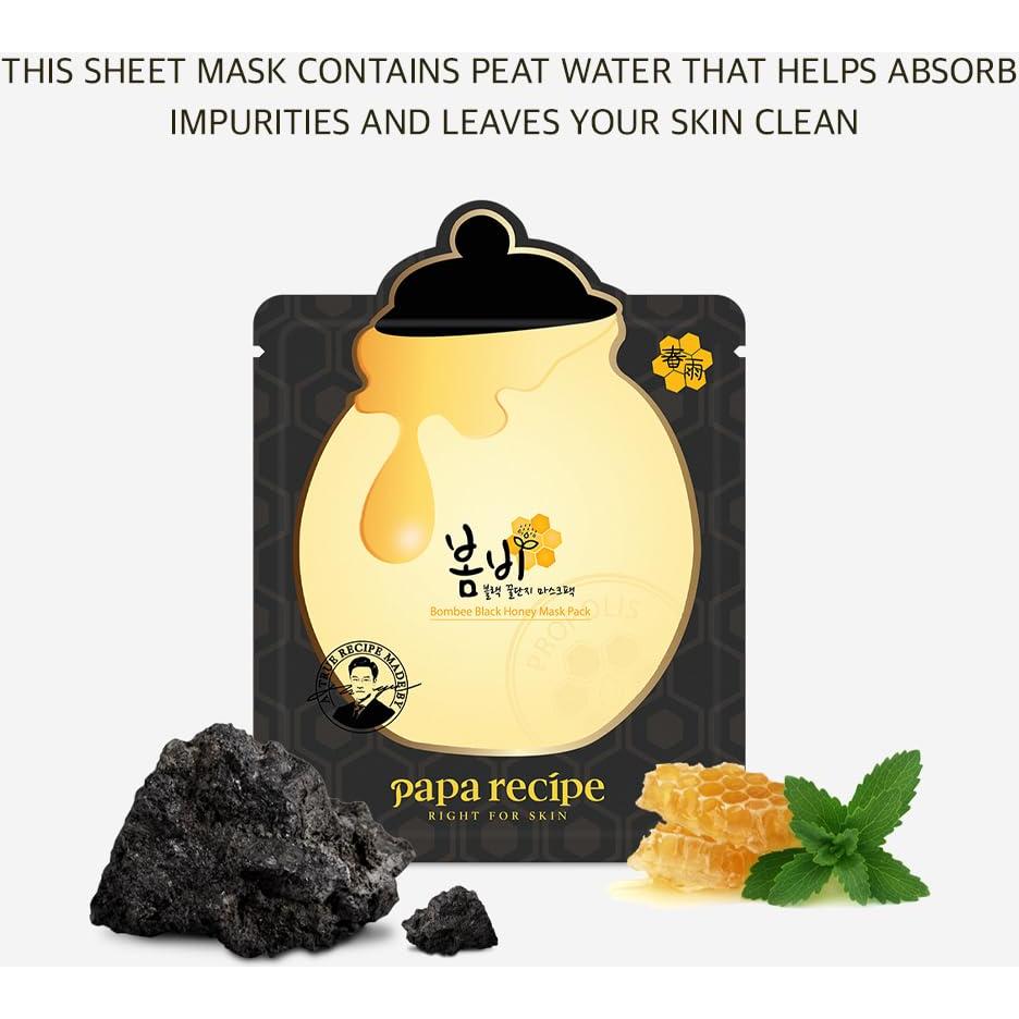 Mascarilla Bombee Black Honey Papa Recipe 10 Unidades - Hidratante y Purificante