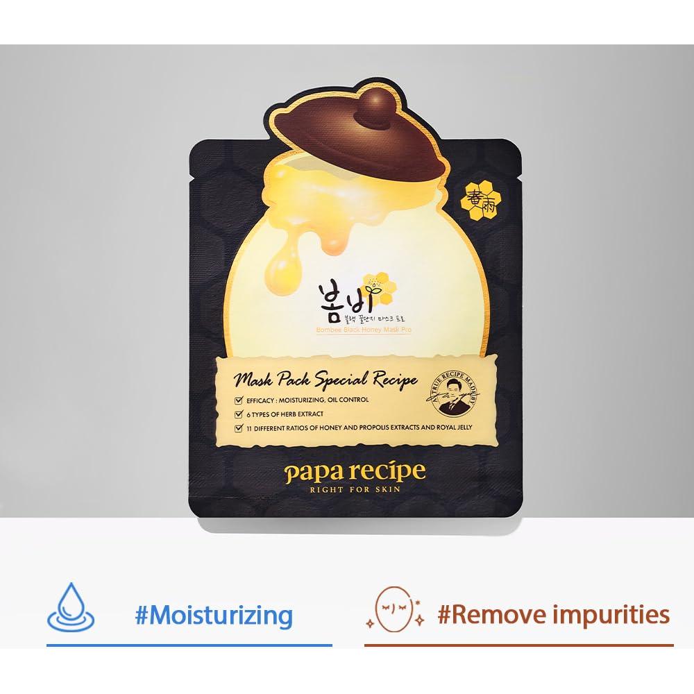 Mascarilla Bombee Black Honey Papa Recipe 10 Unidades - Hidratante y Purificante