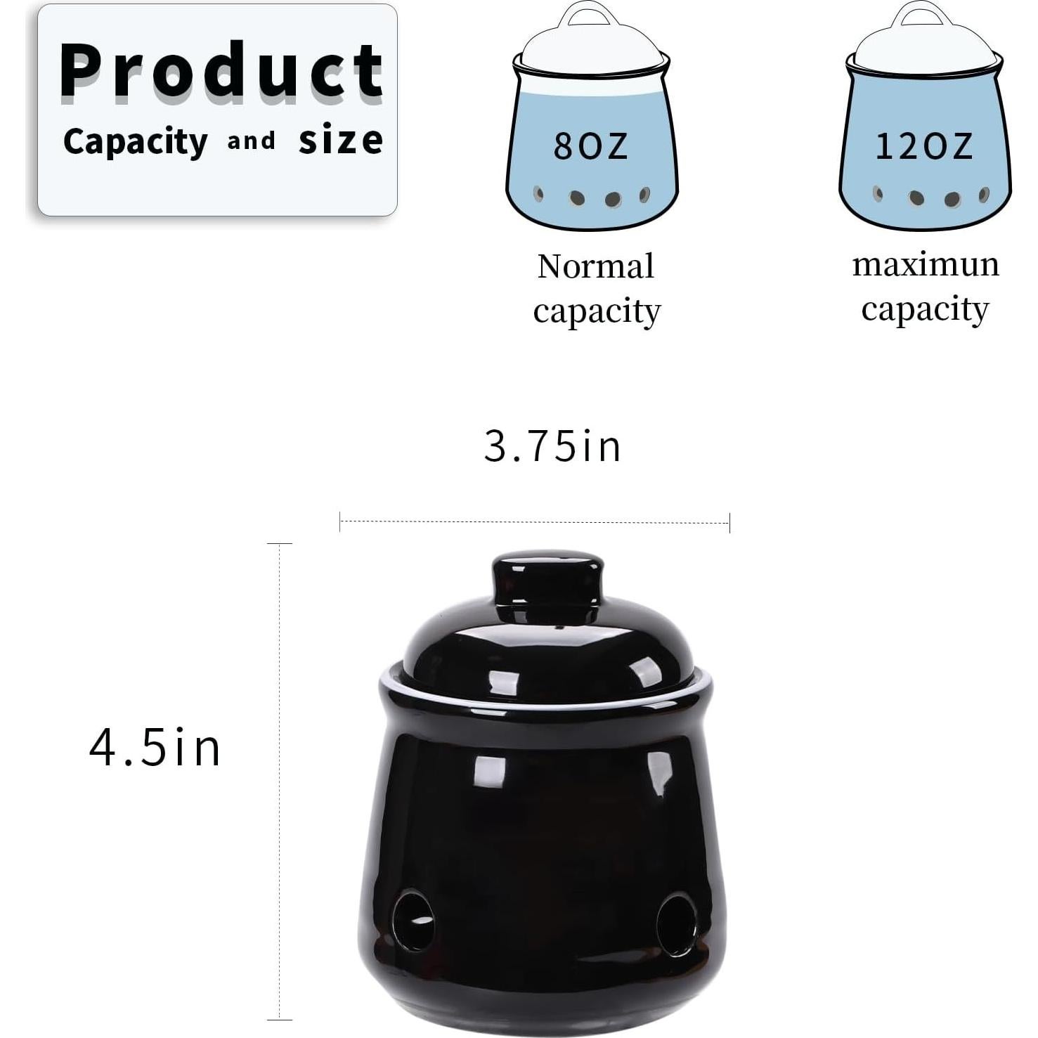 Conservador de Ajo Cerámico HAOTOP Mini con Tapa 340g Negro