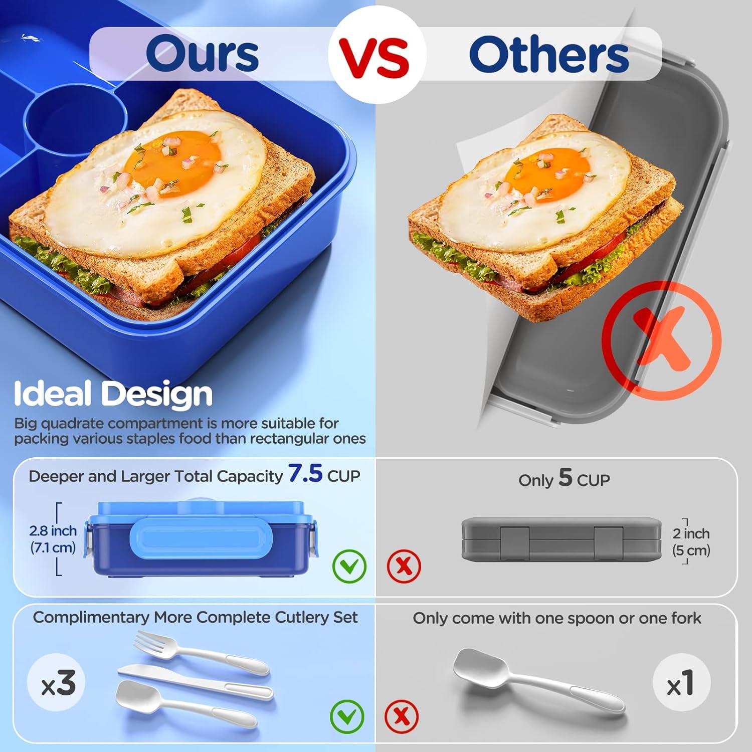 Caja de Almuerzo Bento DaCool 7.5 Tazas a Prueba de Fugas Azul