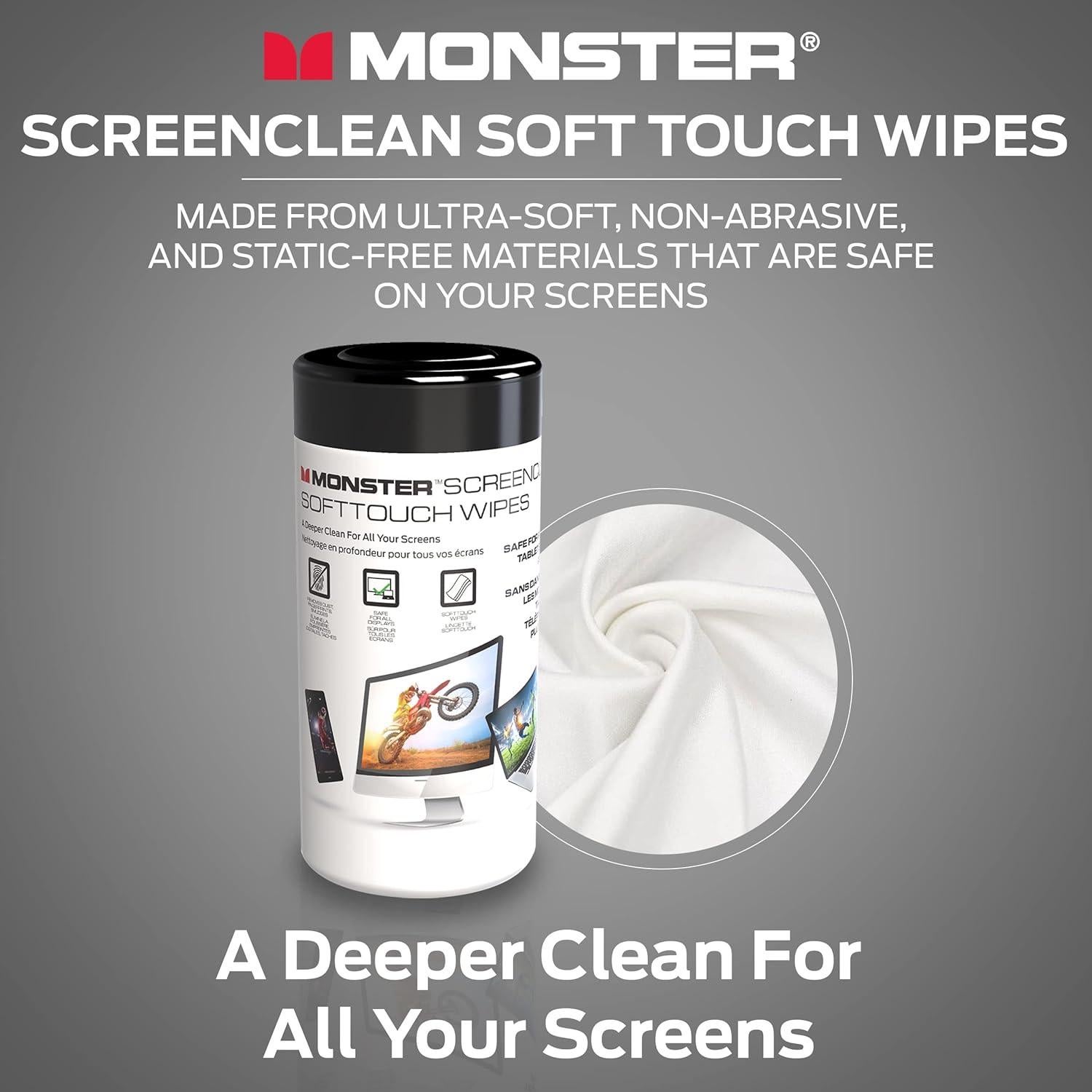 Toallitas Limpiadoras de Pantallas Monster 70 Unidades