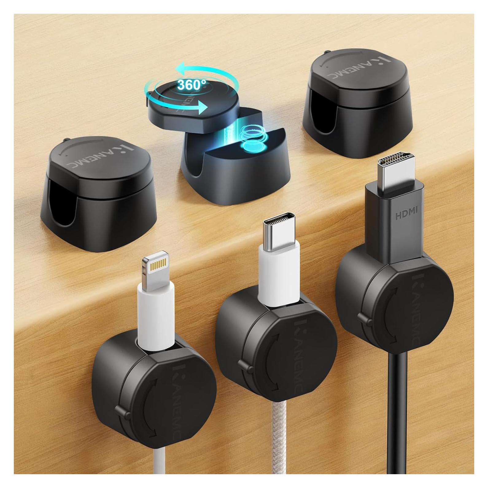 Organizador de Cables Magnético Kanemc 6 PCS Negro 360°