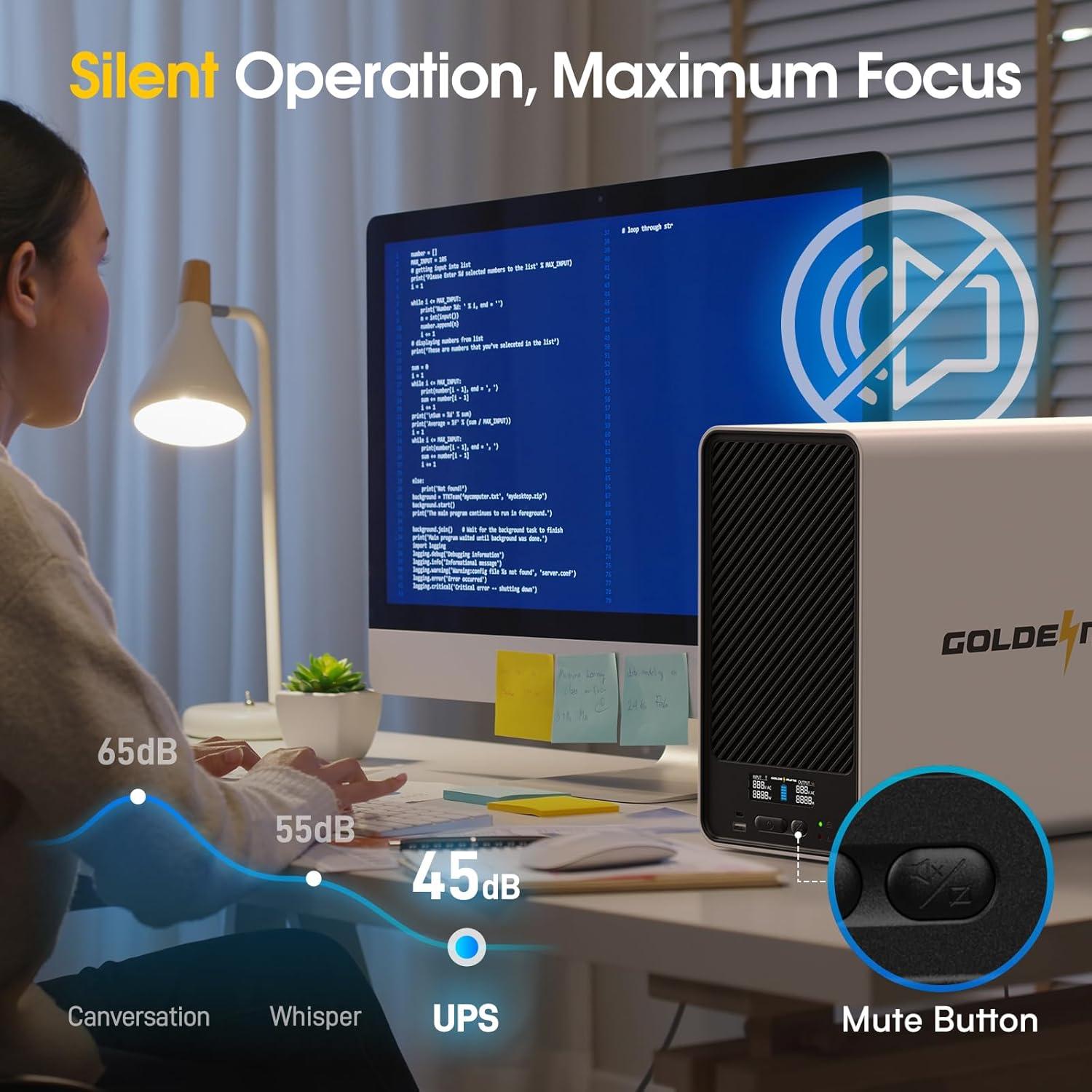 UPS GOLDENMATE 1500VA 1000W Batería LiFePO4 8 Salidas