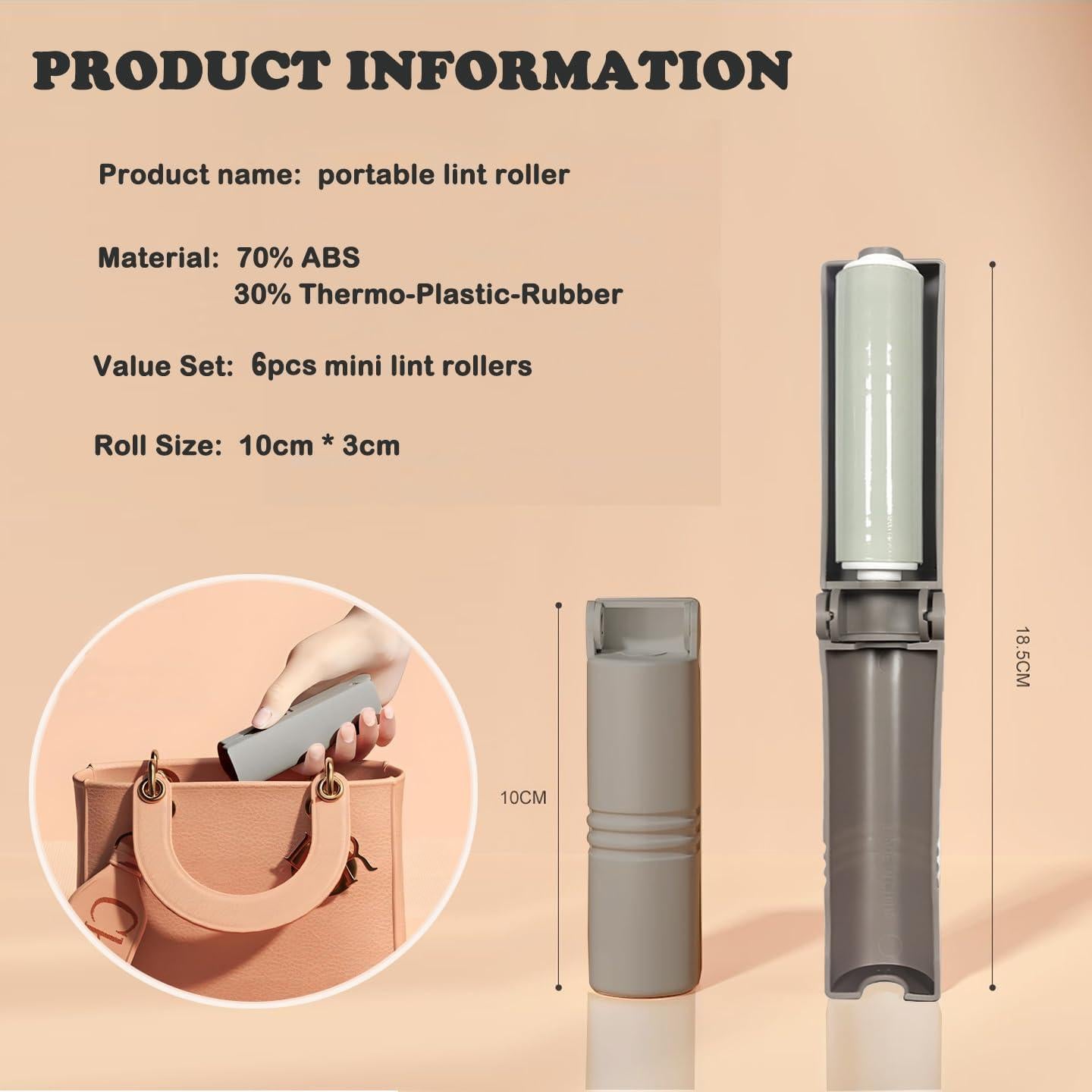 Mini Rodillo Quitapelusas Reutilizable AEHKLCP - 6 Piezas Gris