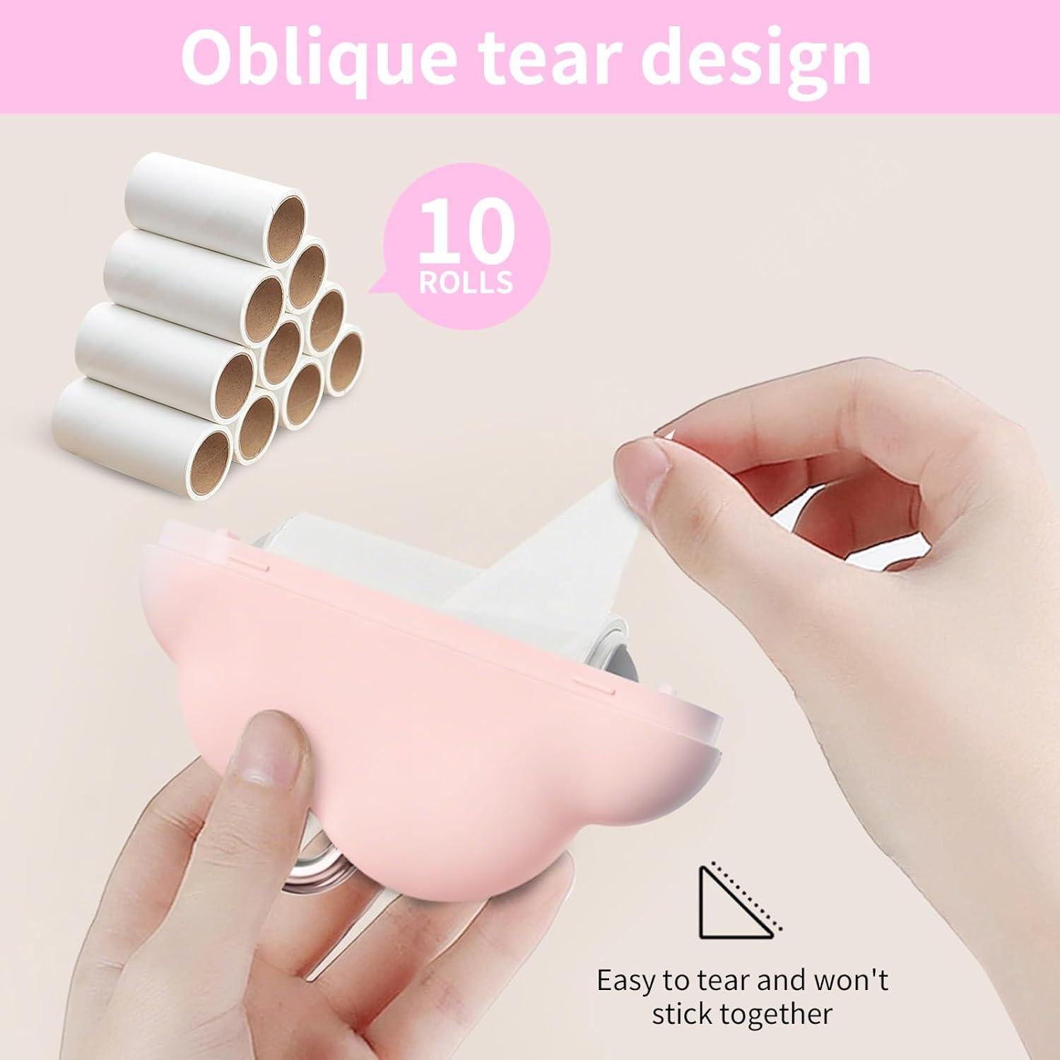 Mini Rodillo Quitapelusas Aklimida Rosa Reutilizable 10 Rollos