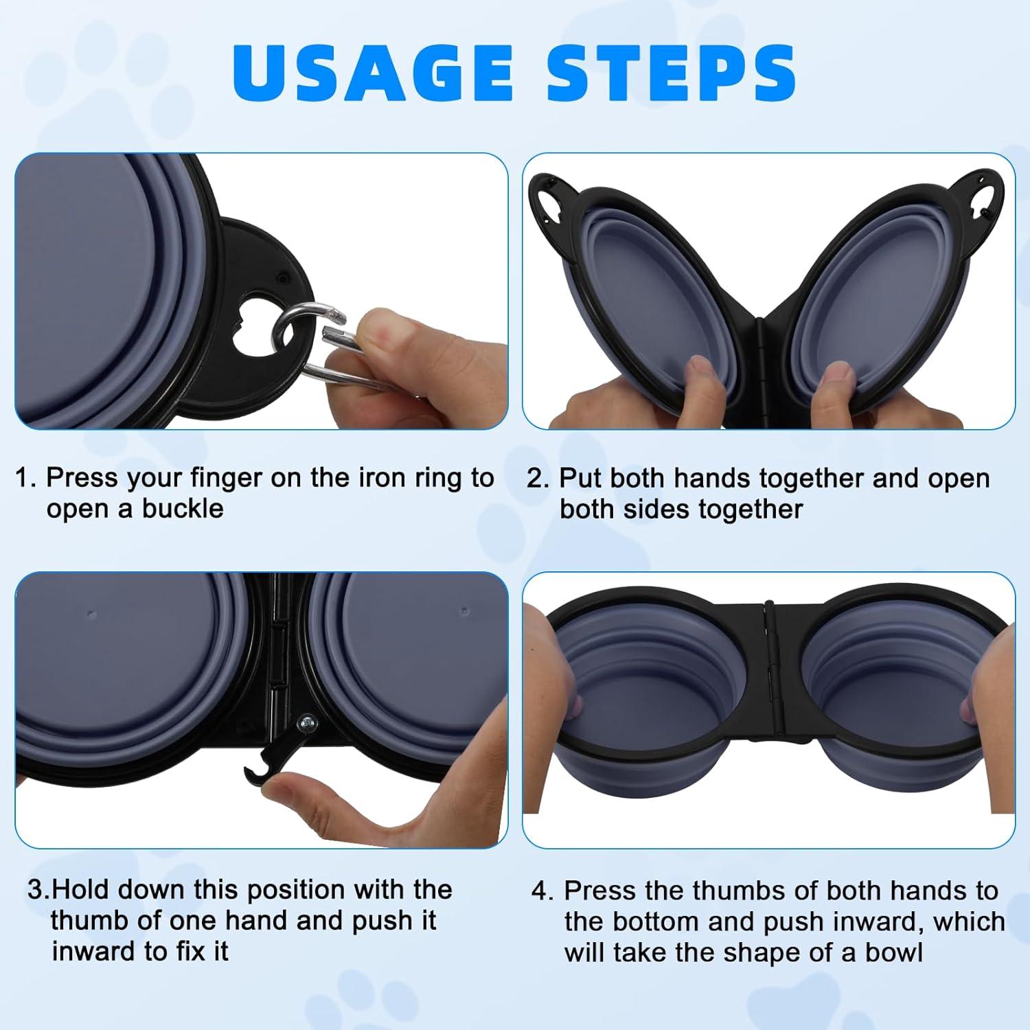 Cuencos Duales Plegables HDhqzm para Perros 350ml Azul