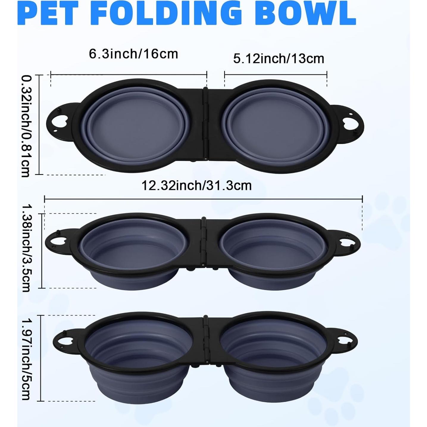 Cuencos Duales Plegables HDhqzm para Perros 350ml Azul