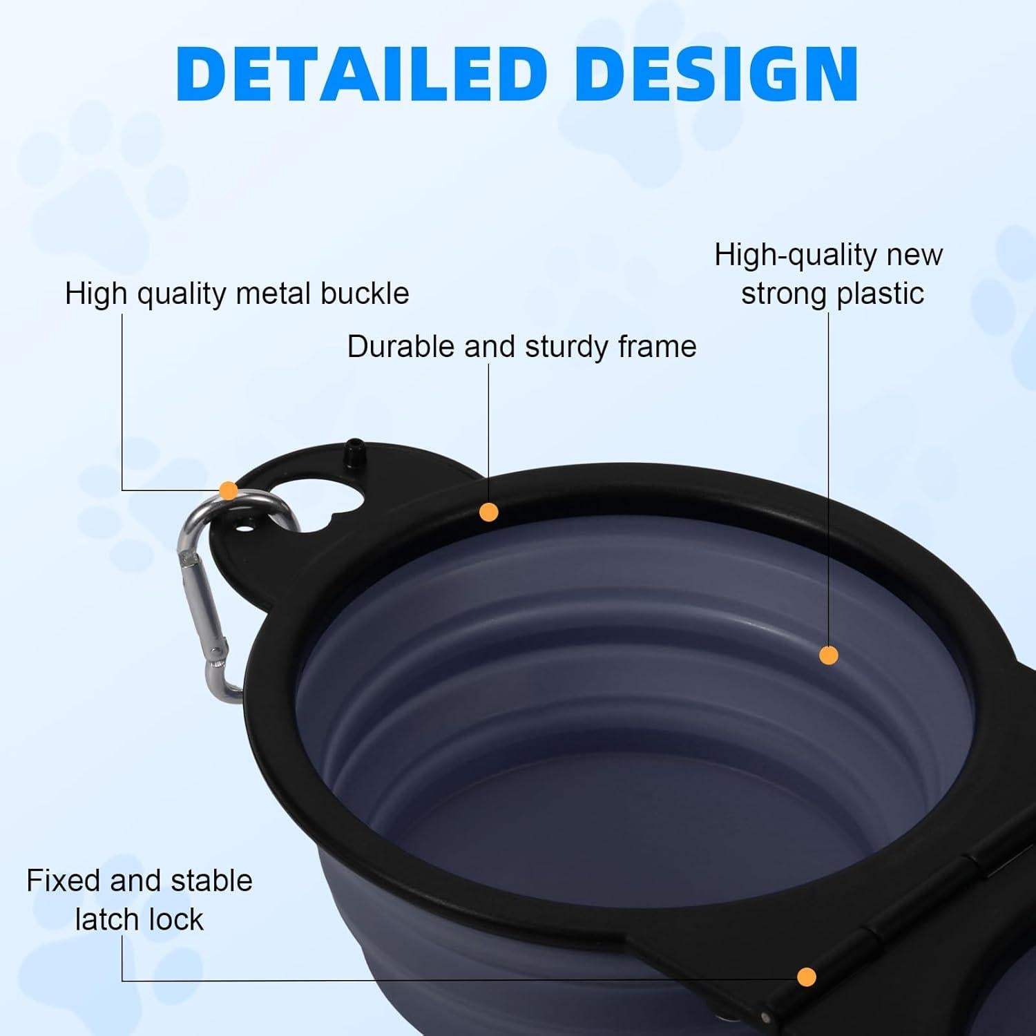 Cuencos Duales Plegables HDhqzm para Perros 350ml Azul