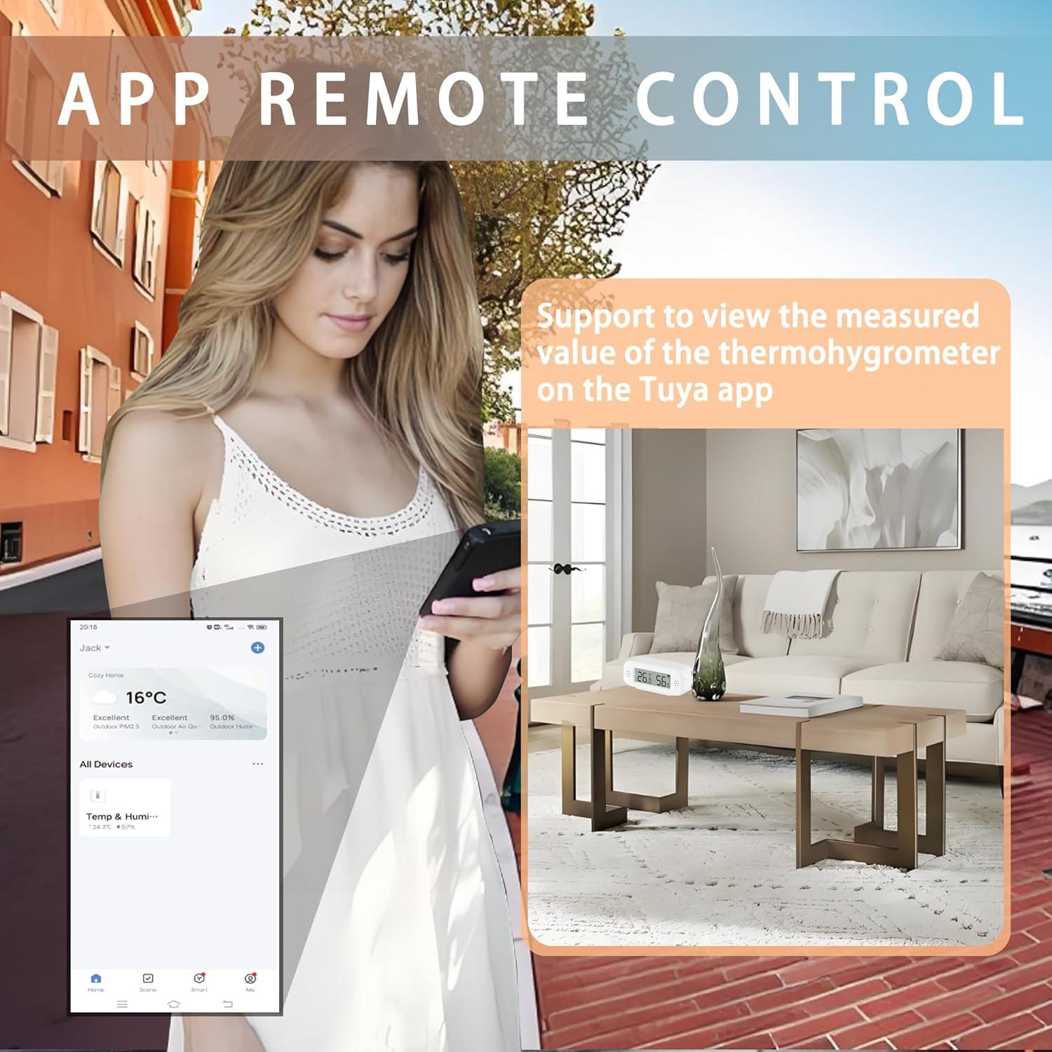 Termómetro Digital Inteligente QXMH TH02 Pro, WiFi, Pantalla LED