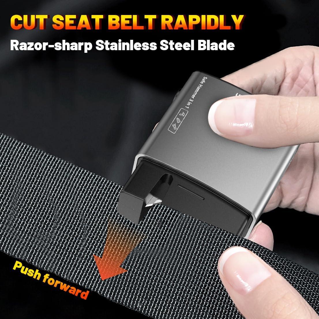 Martillo Rompe Cristales Gemgong 3 en 1 con Linterna Negra