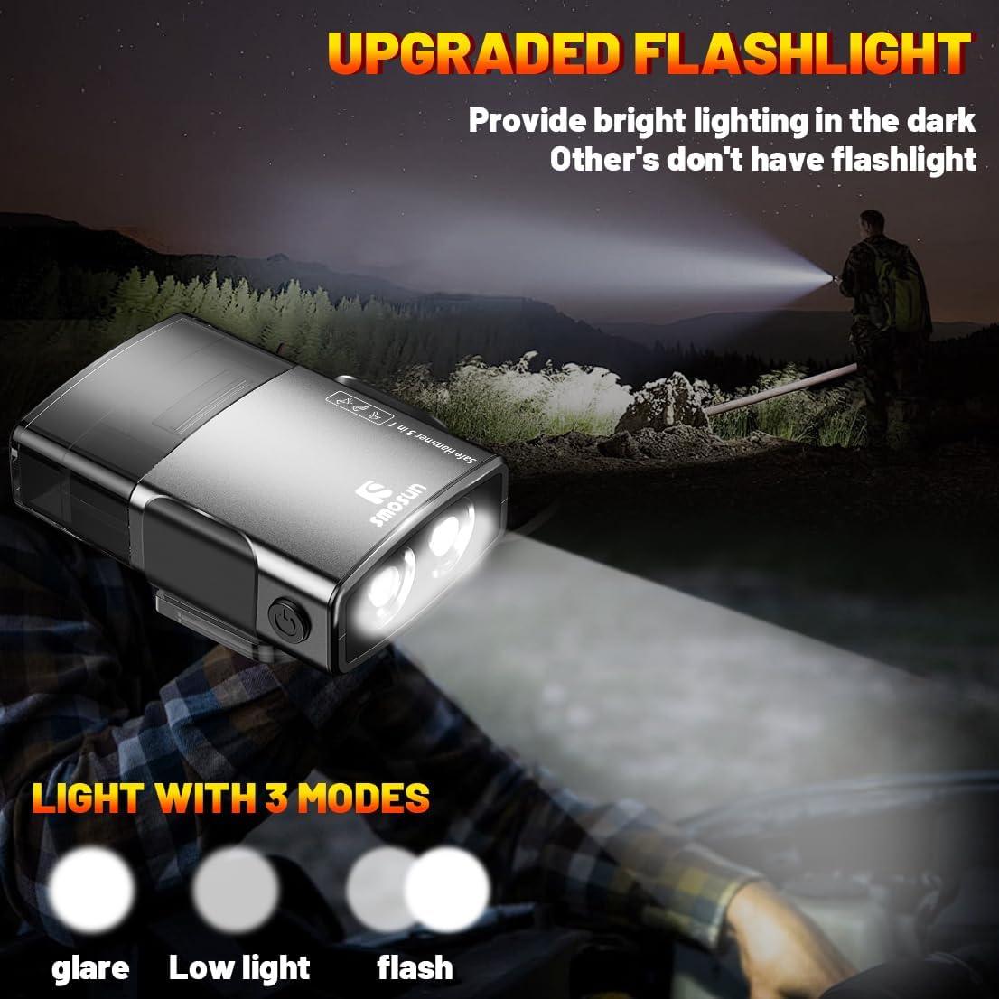 Martillo Rompe Cristales Gemgong 3 en 1 con Linterna Negra