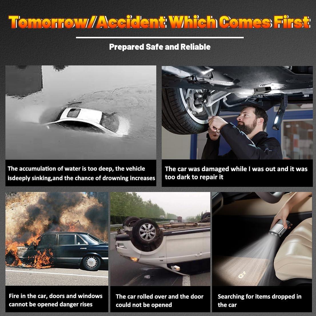 Martillo Rompe Cristales Gemgong 3 en 1 con Linterna Negra