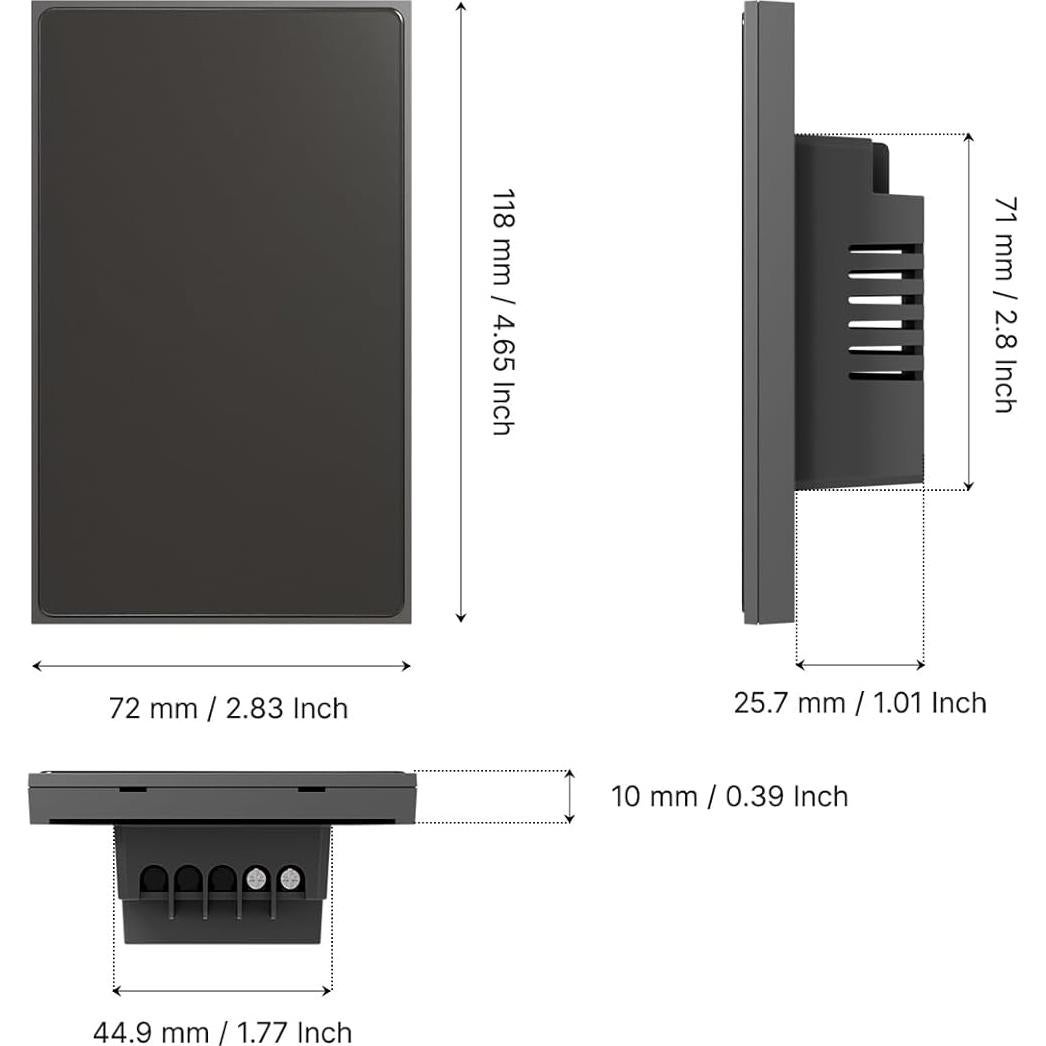 Interruptor Inteligente Táctil MOES SF 2026 WiFi 2.4GHz Gris 1 Gang