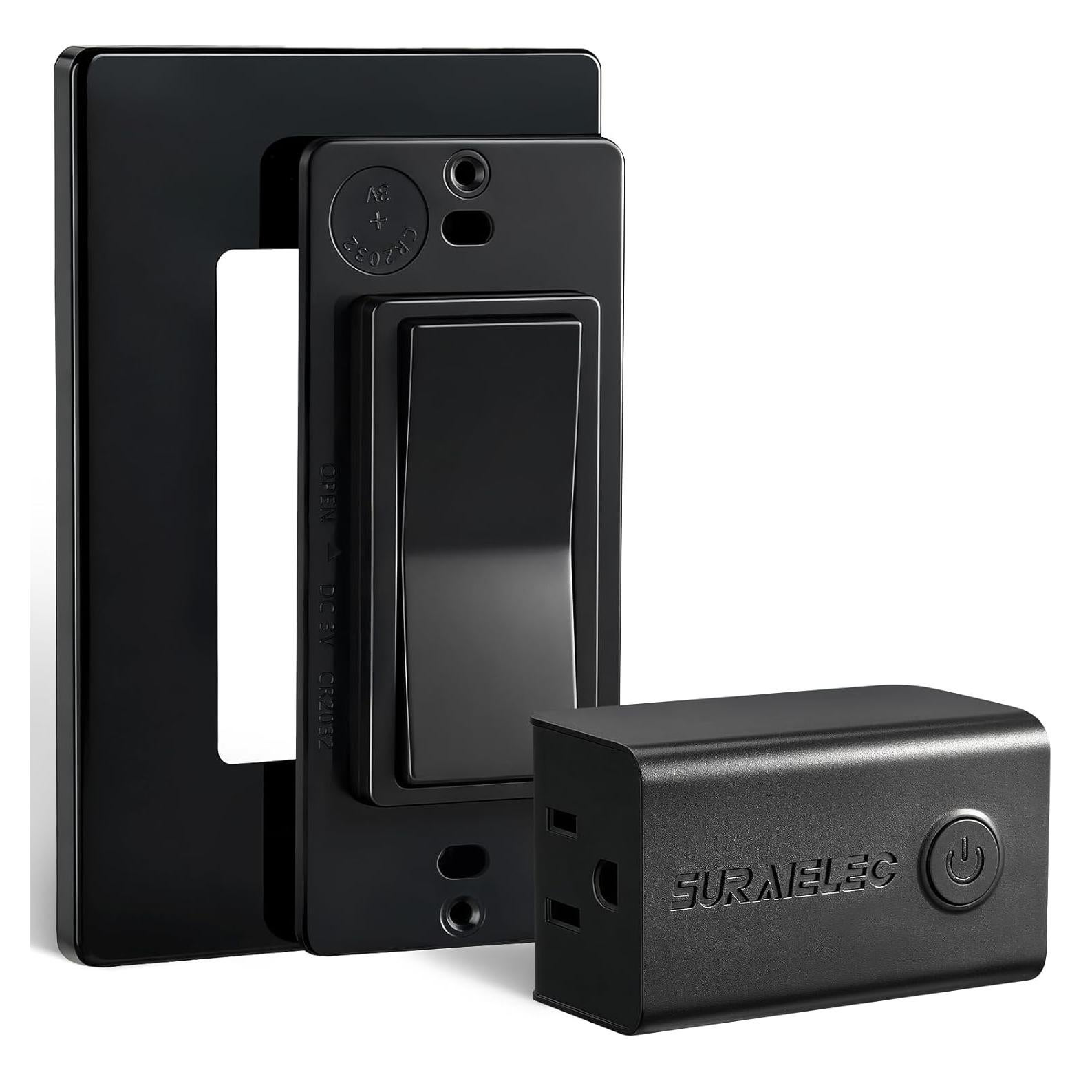 Interruptor de Luz Inalámbrico SURAIELEC Negro 15A 30.48m RF