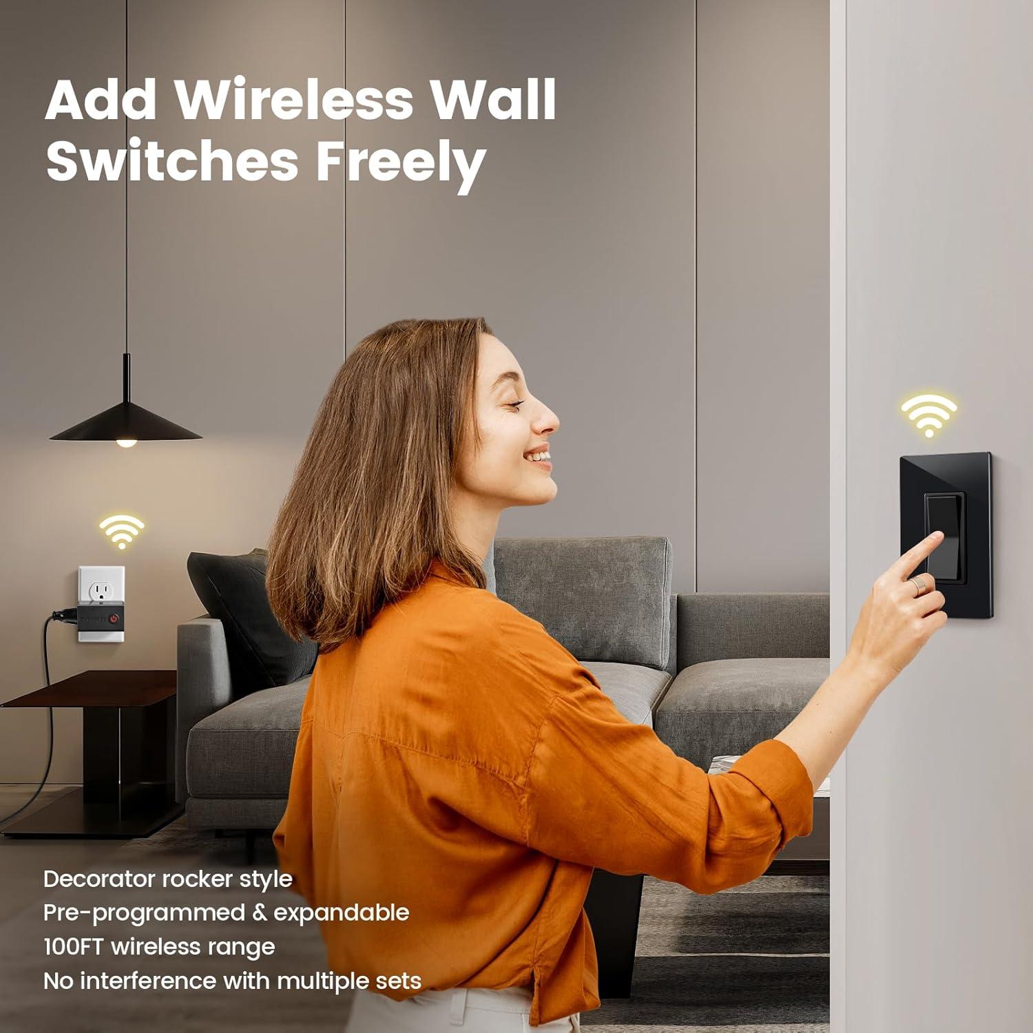 Interruptor de Luz Inalámbrico SURAIELEC Negro 15A 30.48m RF