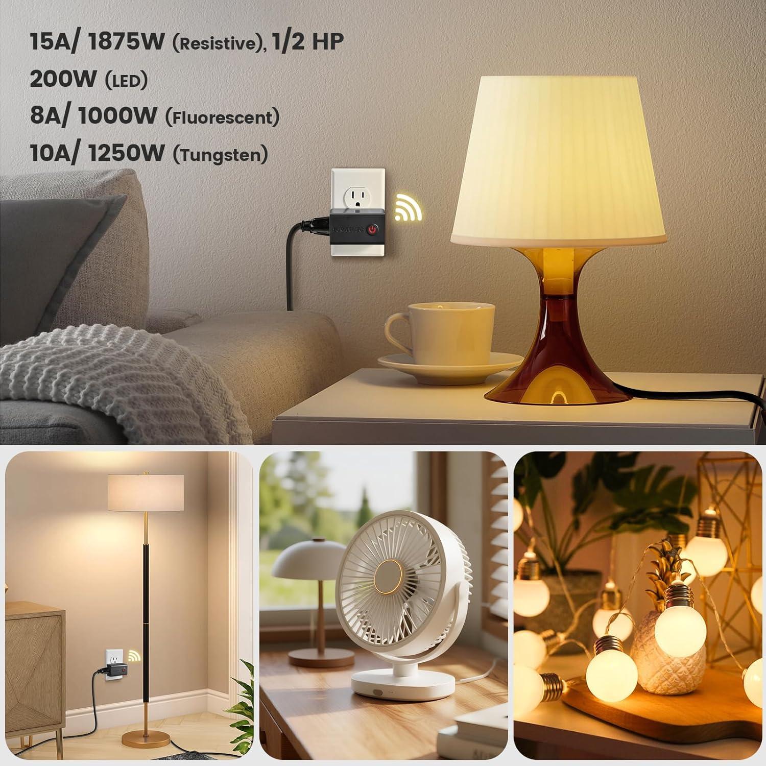 Interruptor de Luz Inalámbrico SURAIELEC Negro 15A 30.48m RF