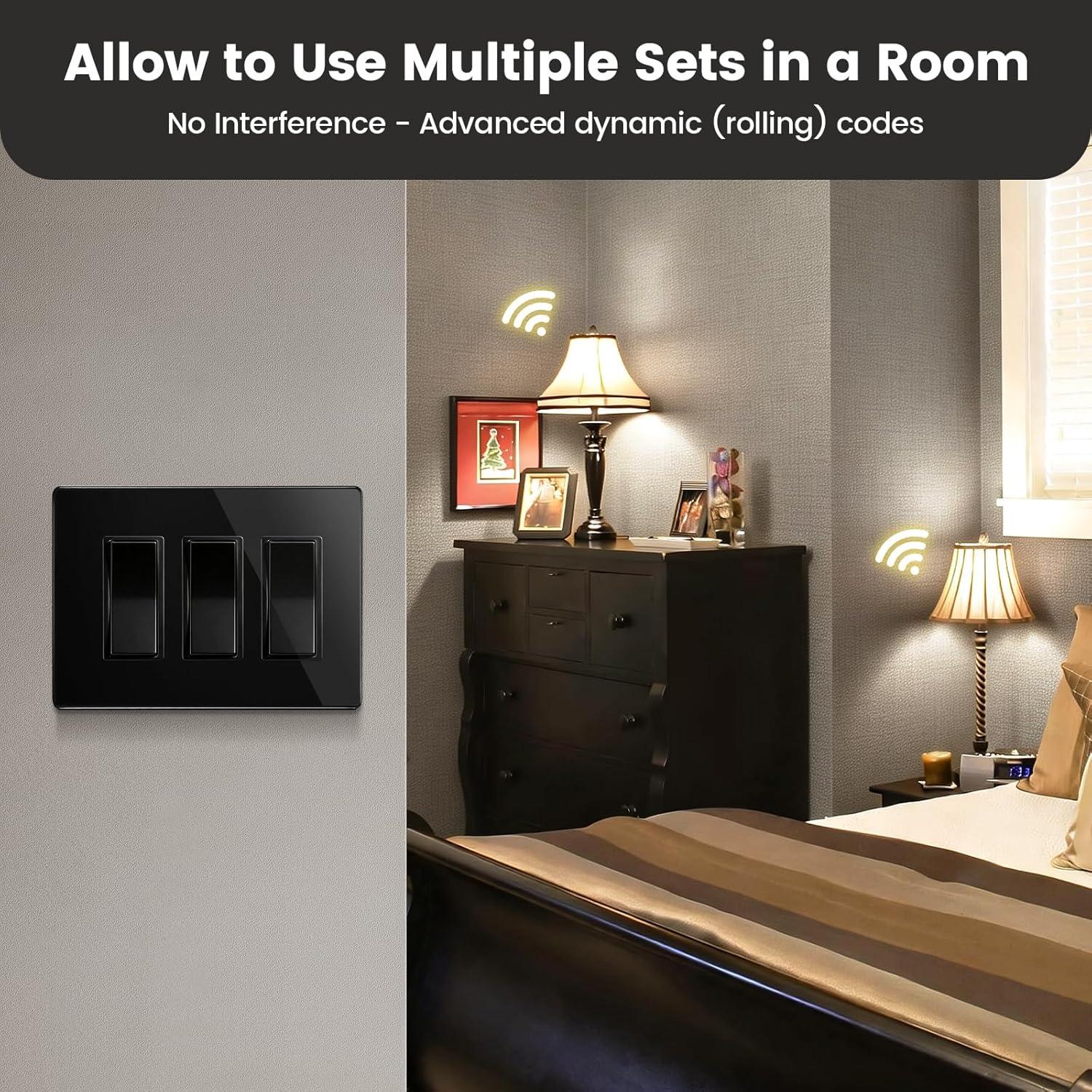 Interruptor de Luz Inalámbrico SURAIELEC Negro 15A 30.48m RF